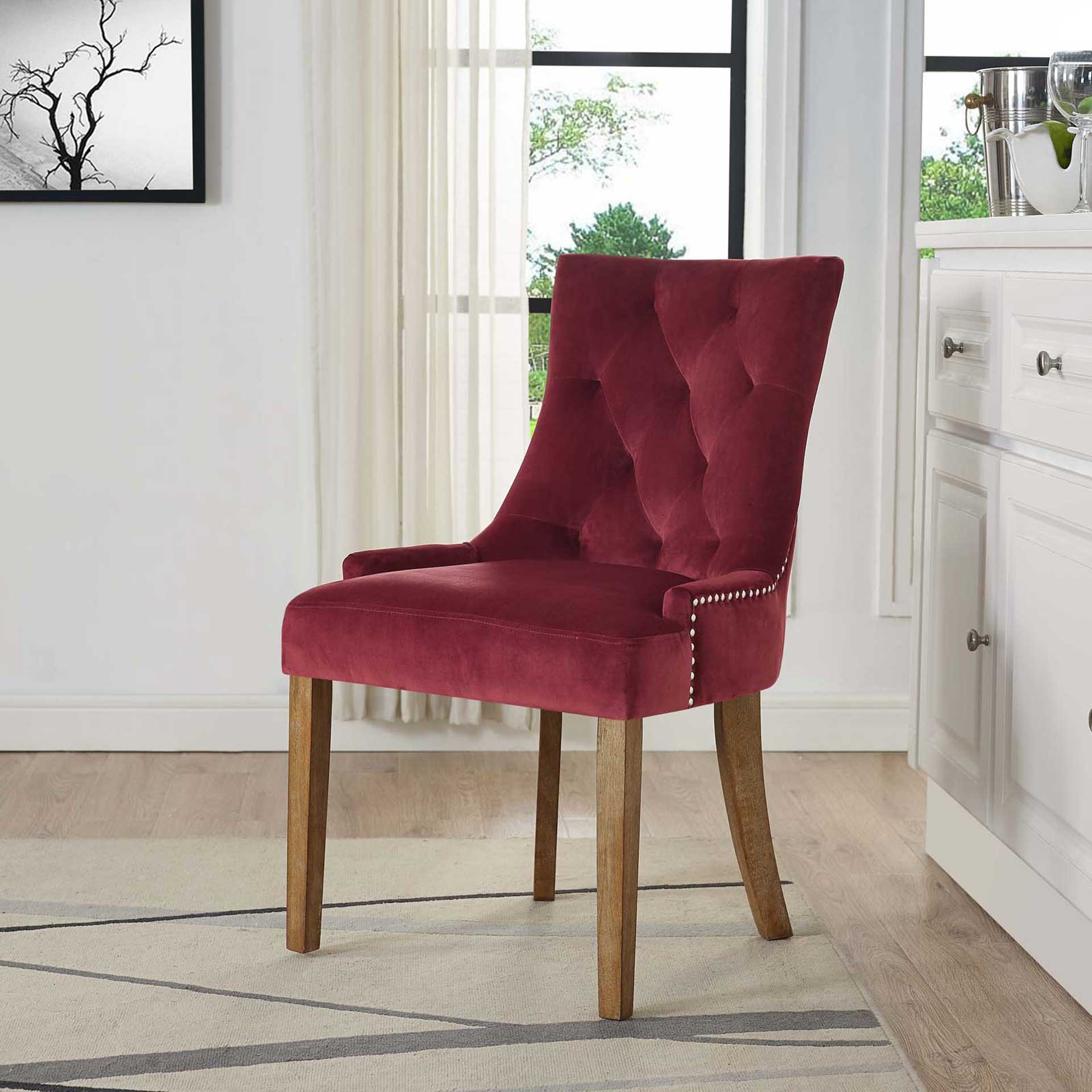 Preston Velvet Dining Chair Maroon - Image 4