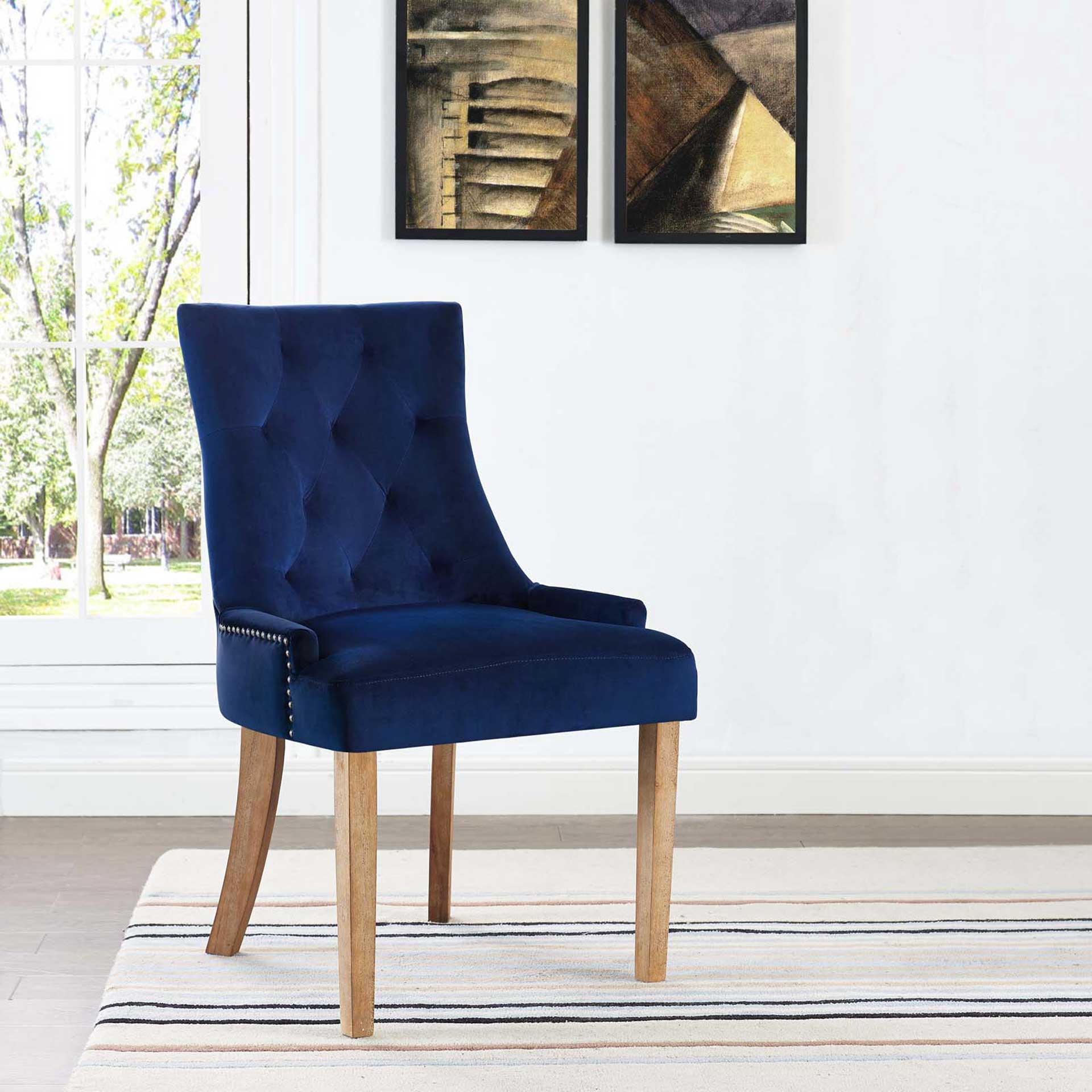 Preston Velvet Dining Chair Navy - Image 4