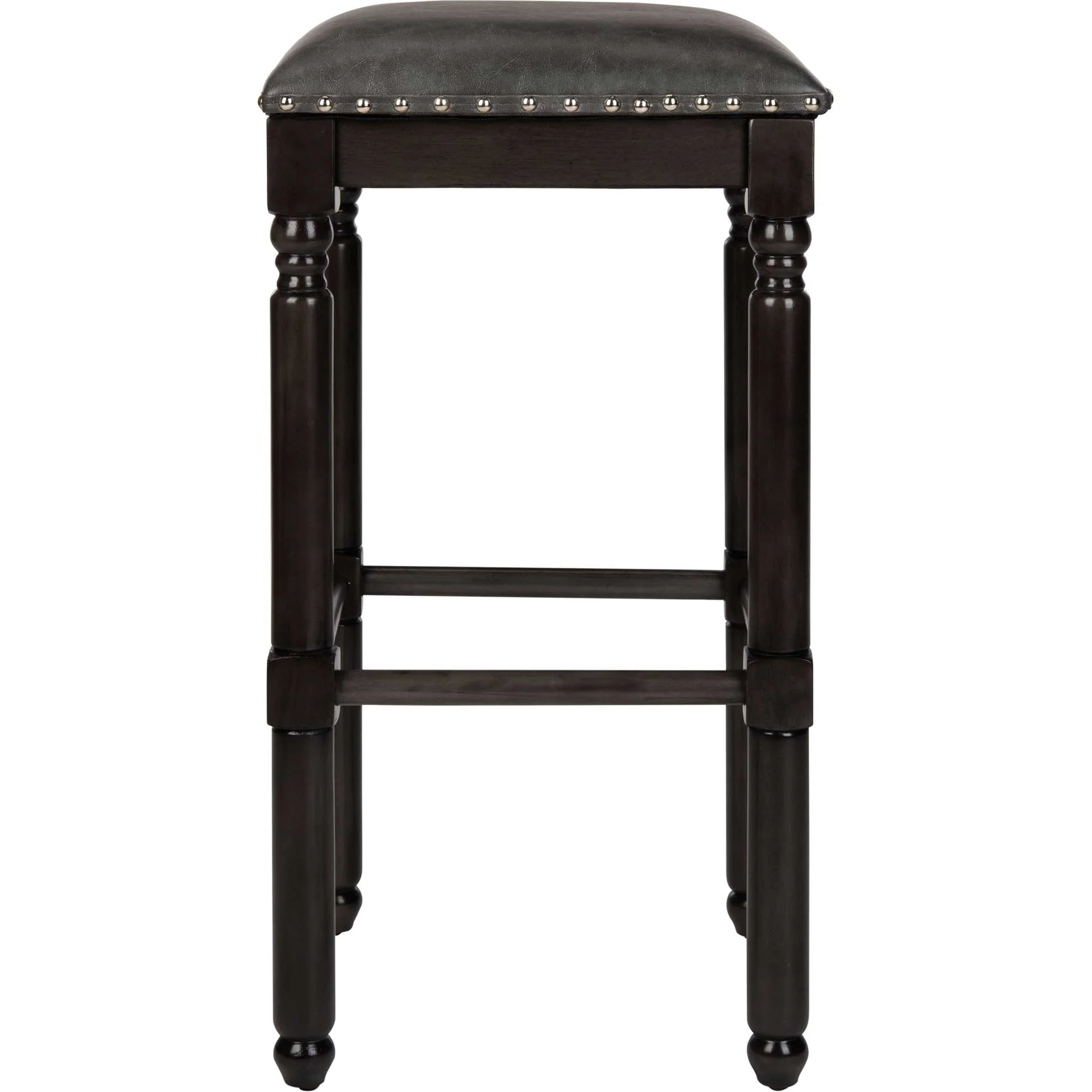 Prevail Faux Leather Bar Stool Gray/Walnut (Set of 2) - Image 3