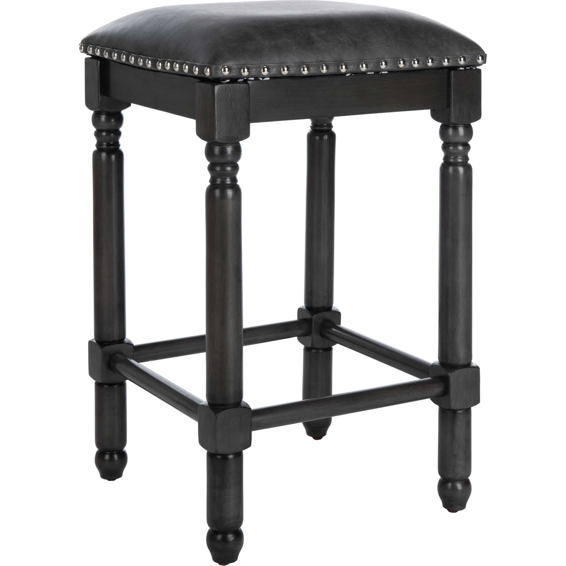 Prevail Faux Leather Bar Stool Gray/Walnut (Set of 2) - Image 5