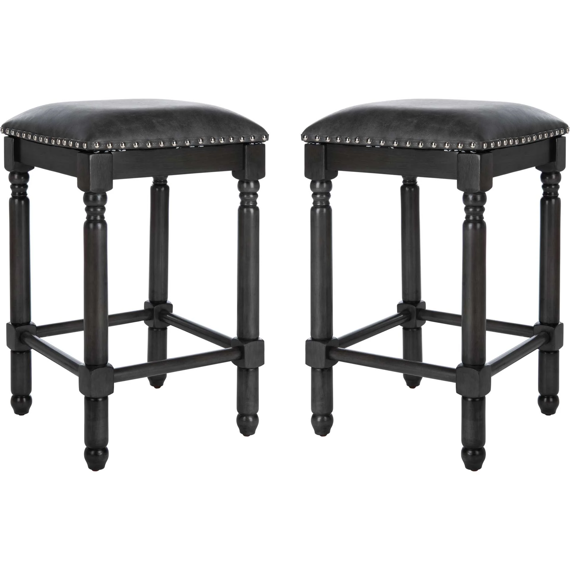 Prevail Faux Leather Bar Stool Gray/Walnut (Set of 2) - Image 6