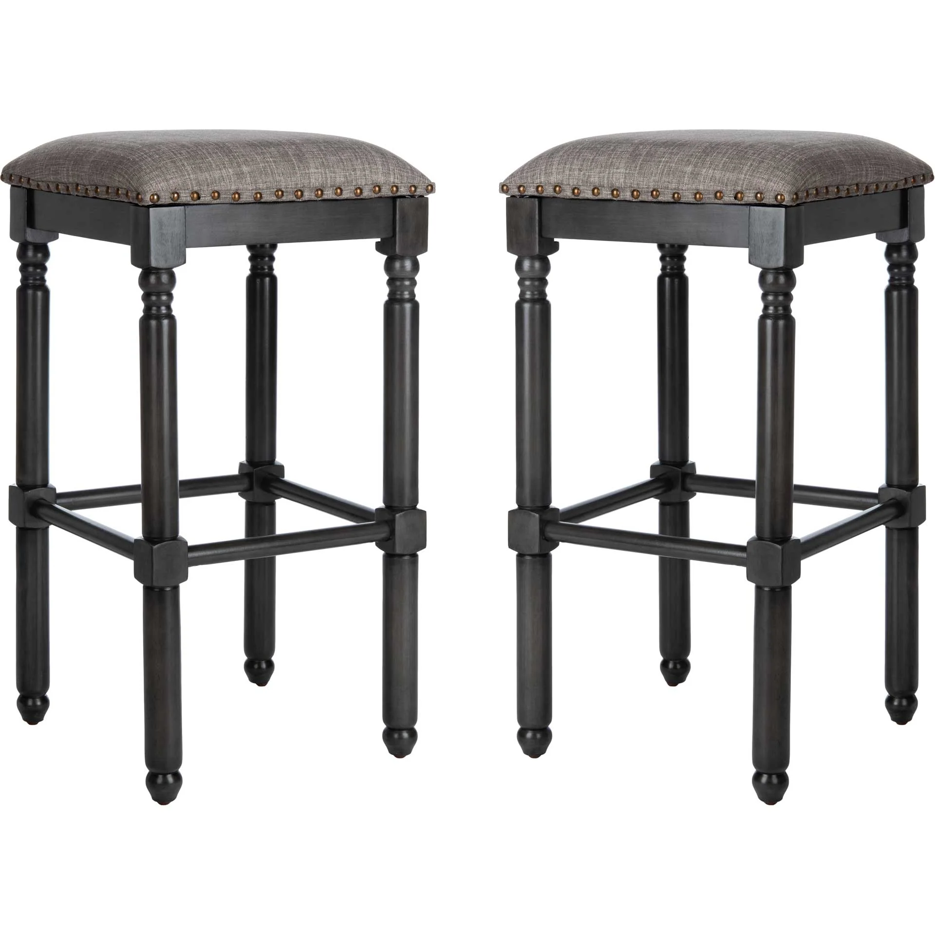 Prevail Linen Bar Stool Gray/Walnut (Set of 2) - Image 2