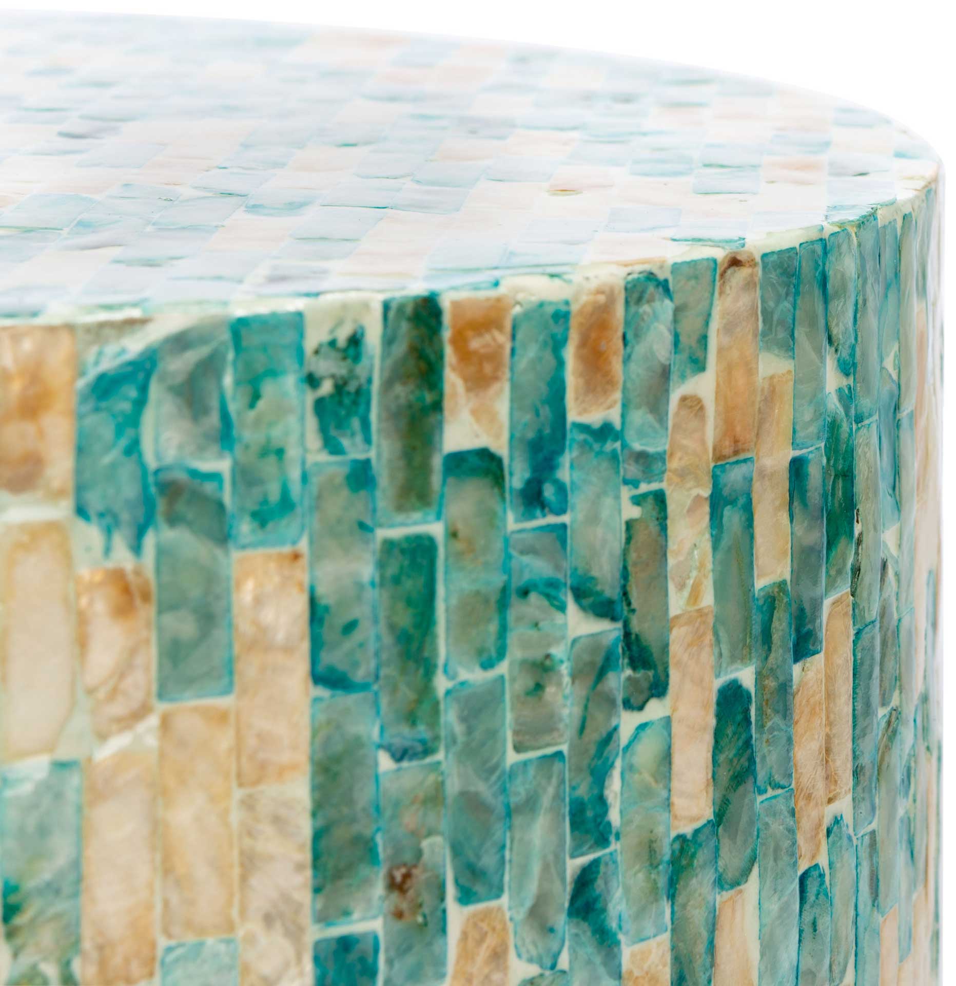 Pristine Round Accent Table Blue/Gold - Image 2