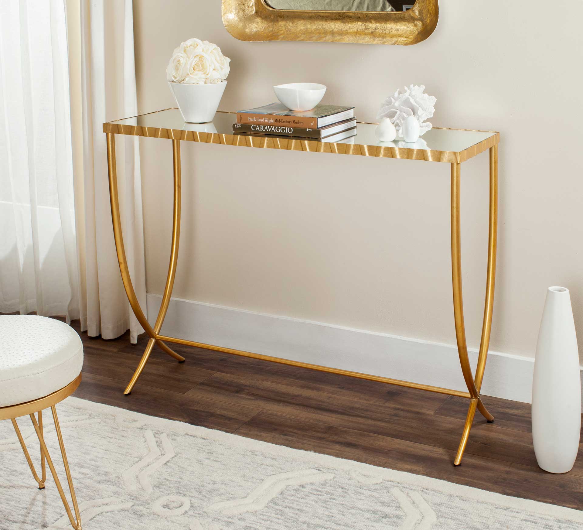 Proclaim Mirror Top Console Table Gold/Mirror - Image 5
