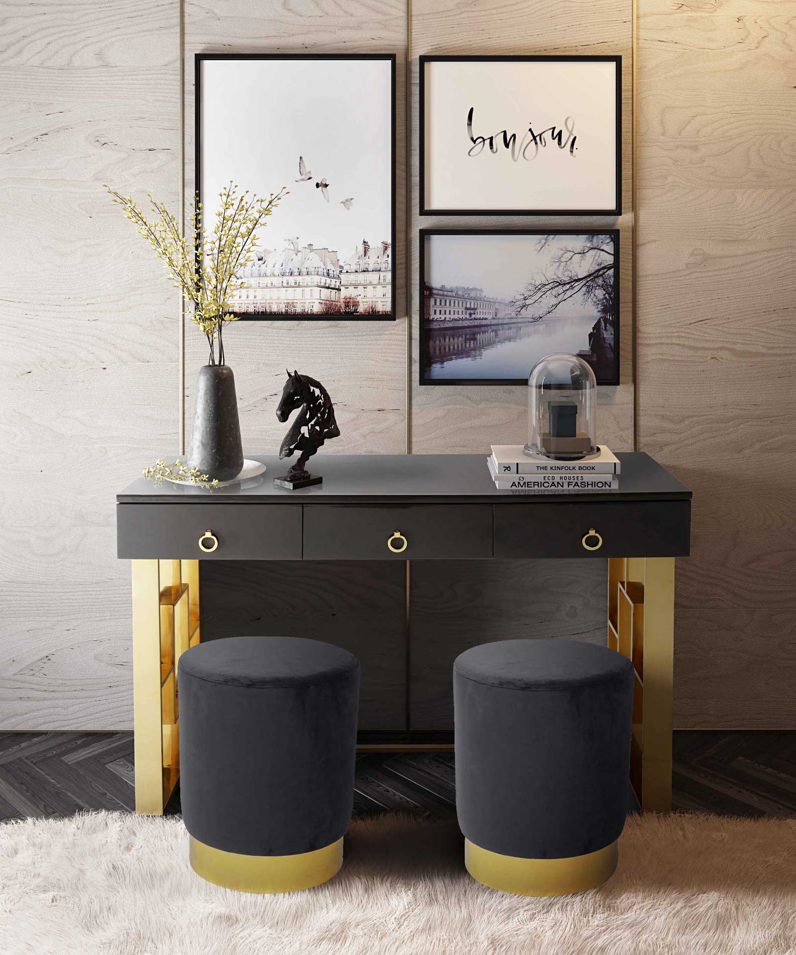 Proclaim Velvet Ottoman Gray - Image 5