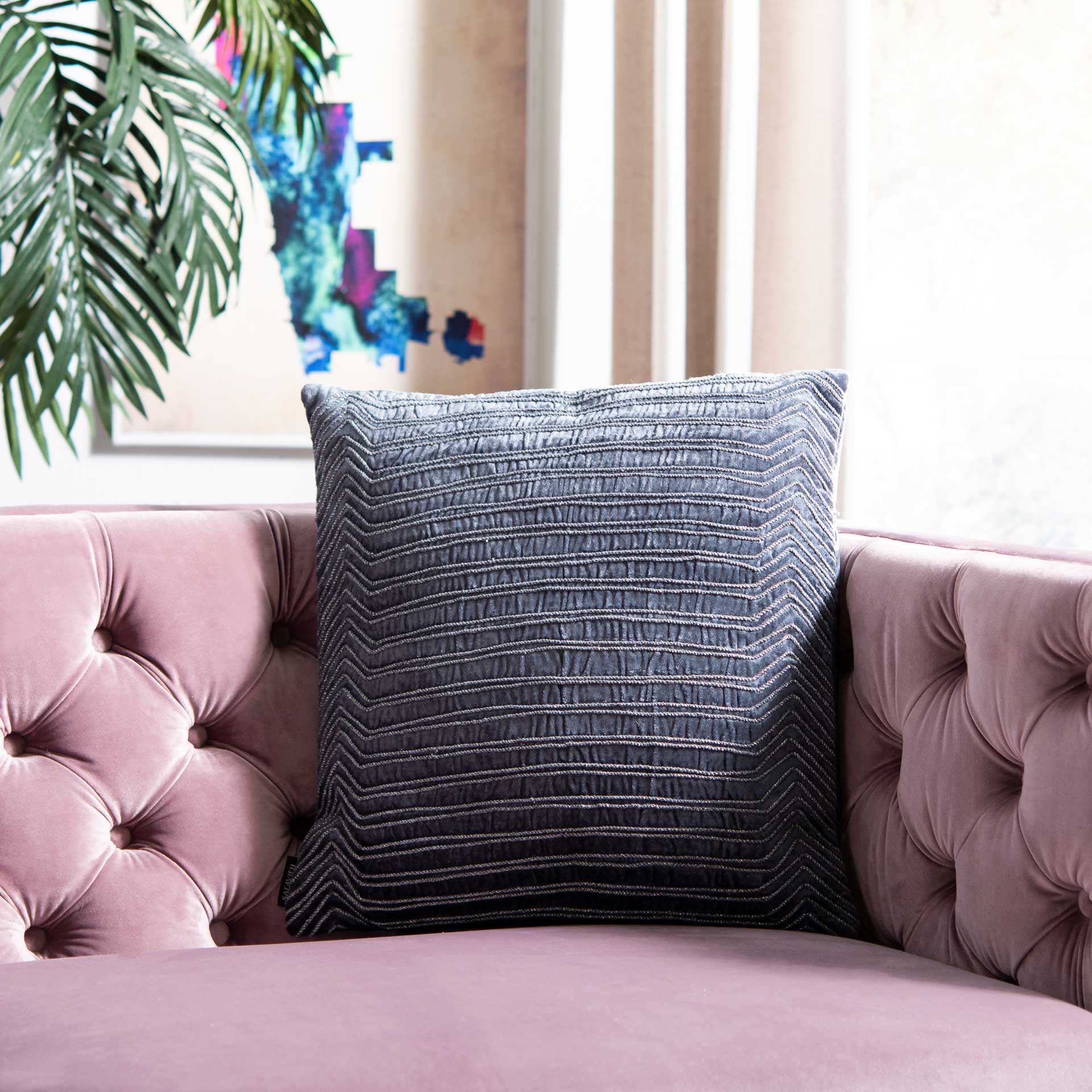 Promenade Double Stripe Pillow Dark Blue - Image 3
