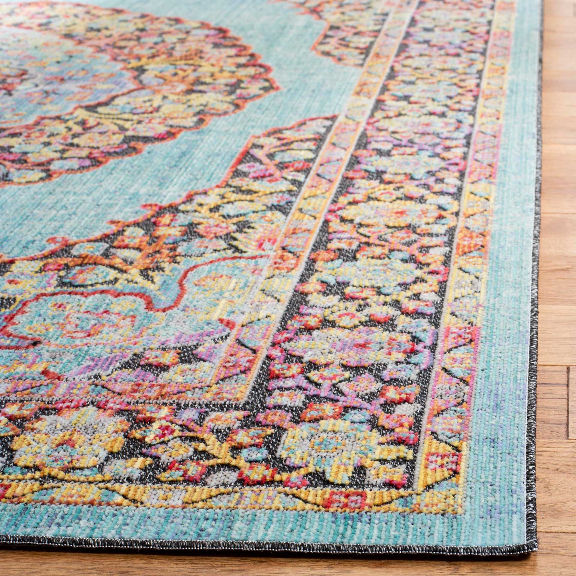 Provance Aqua/Black Area Rug - Image 3