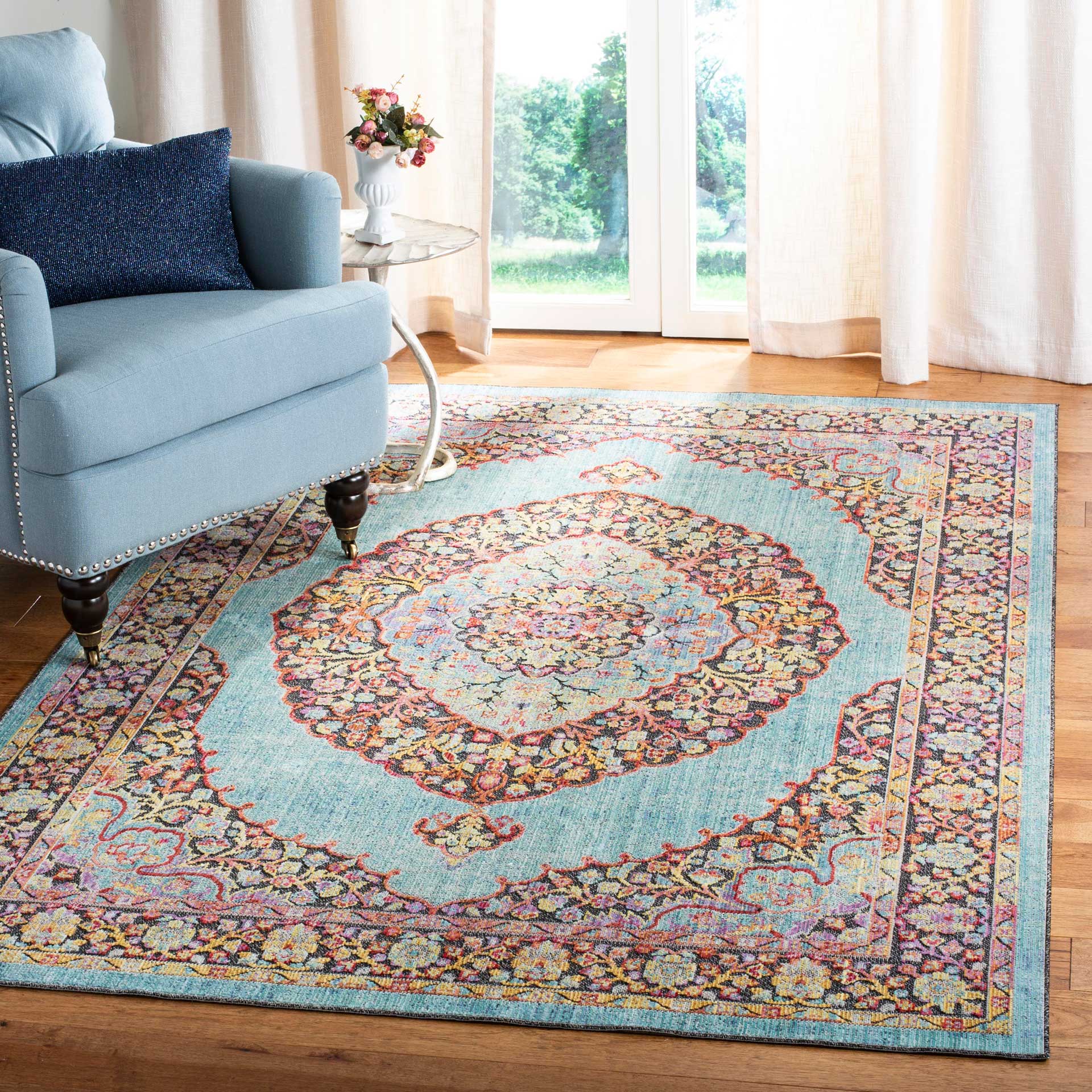 Provance Aqua/Black Area Rug - Image 4