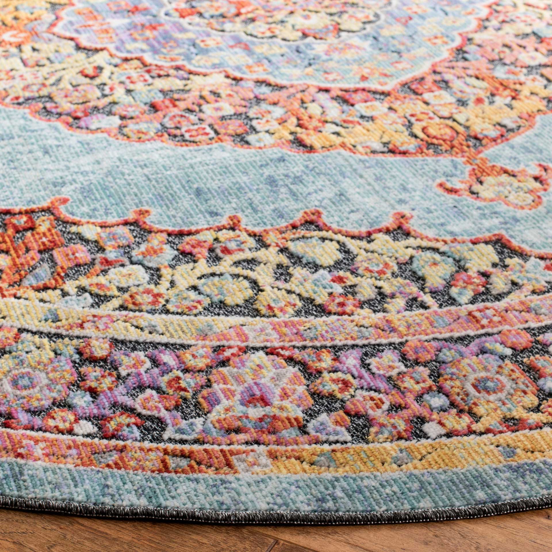 Provance Aqua/Black Round Rug - Image 2