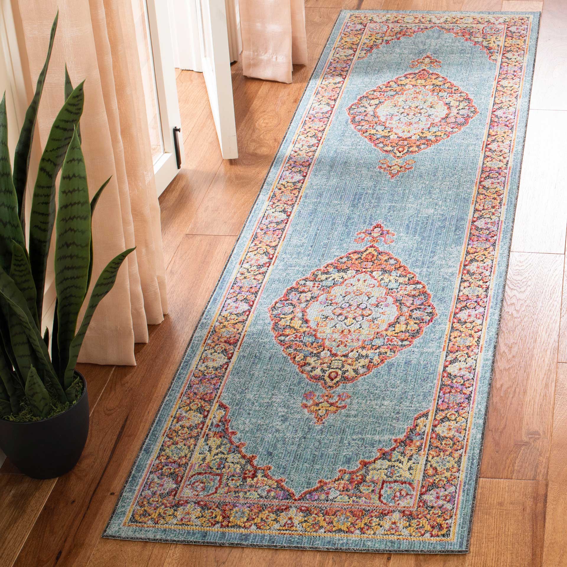Provance Aqua/Black Runner Rug - Image 2