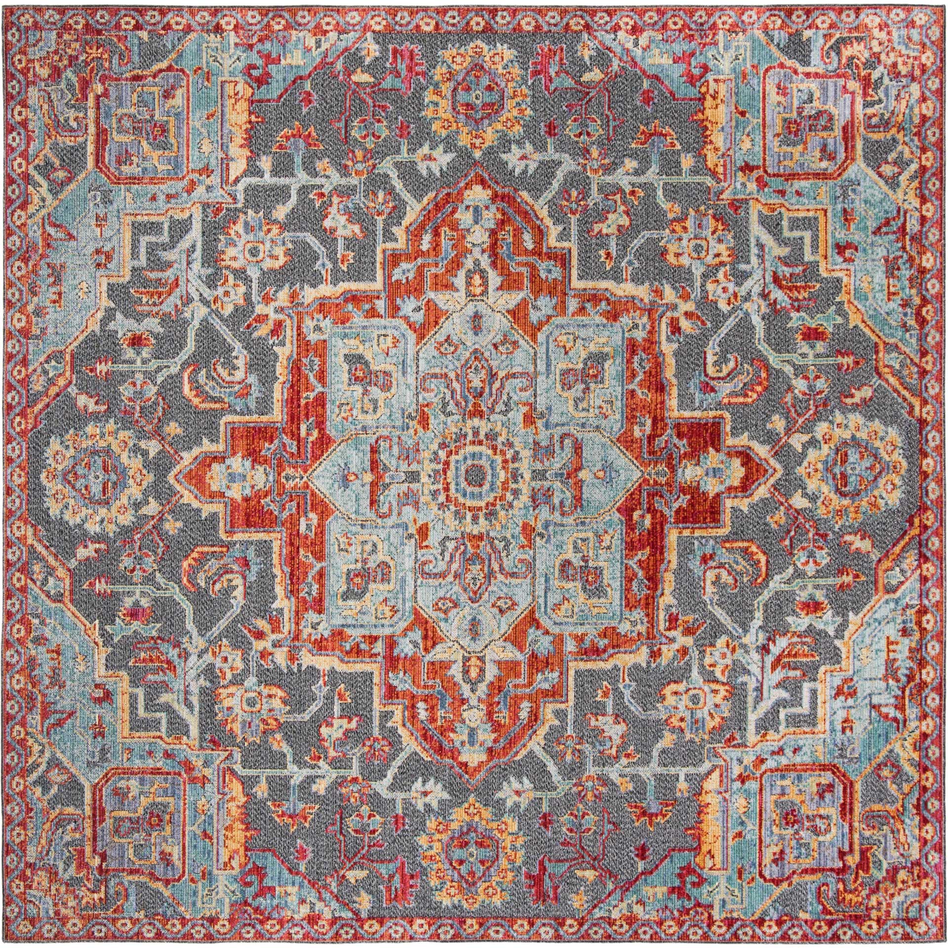 Provance Aqua/Red Area Rug - Image 2