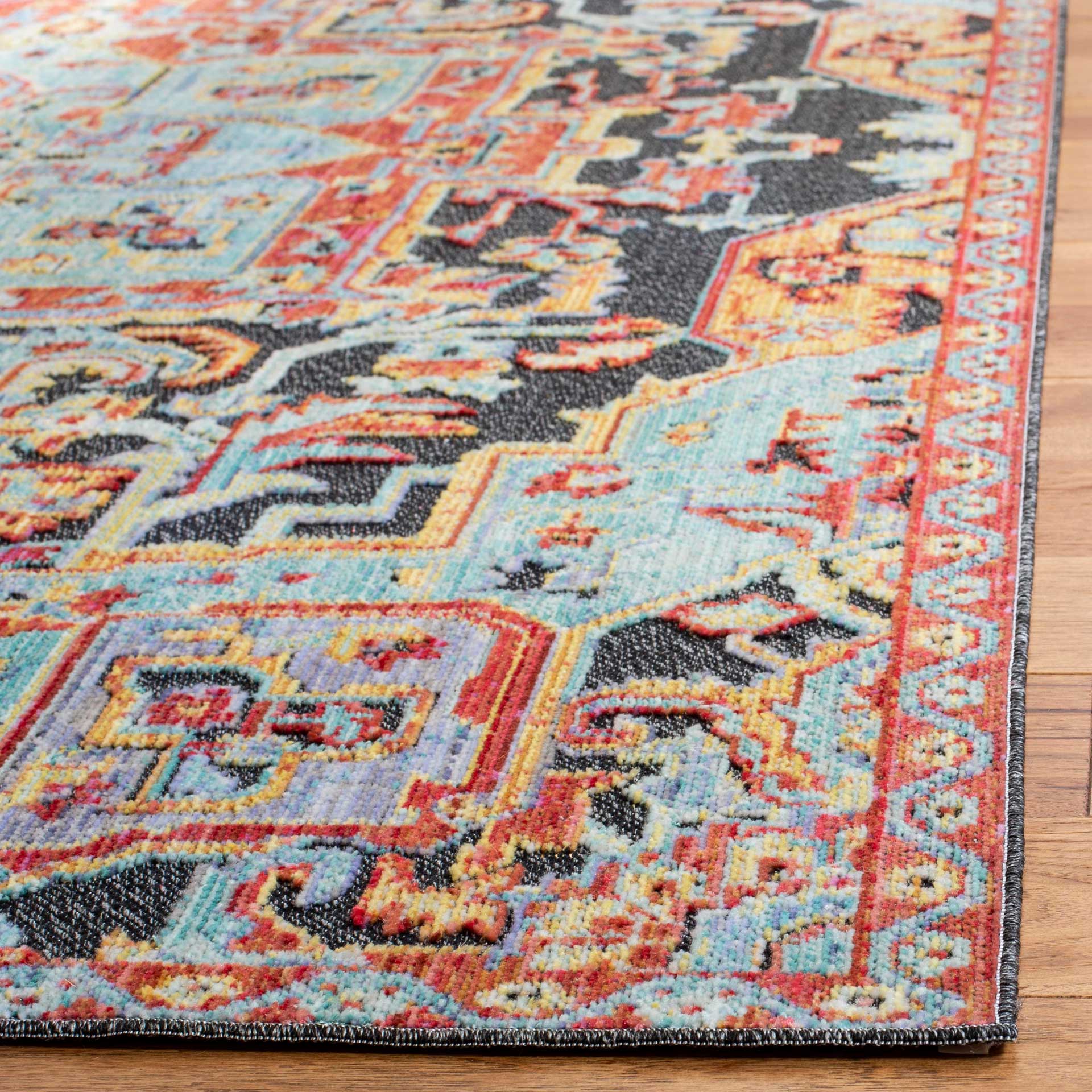 Provance Aqua/Red Area Rug - Image 3