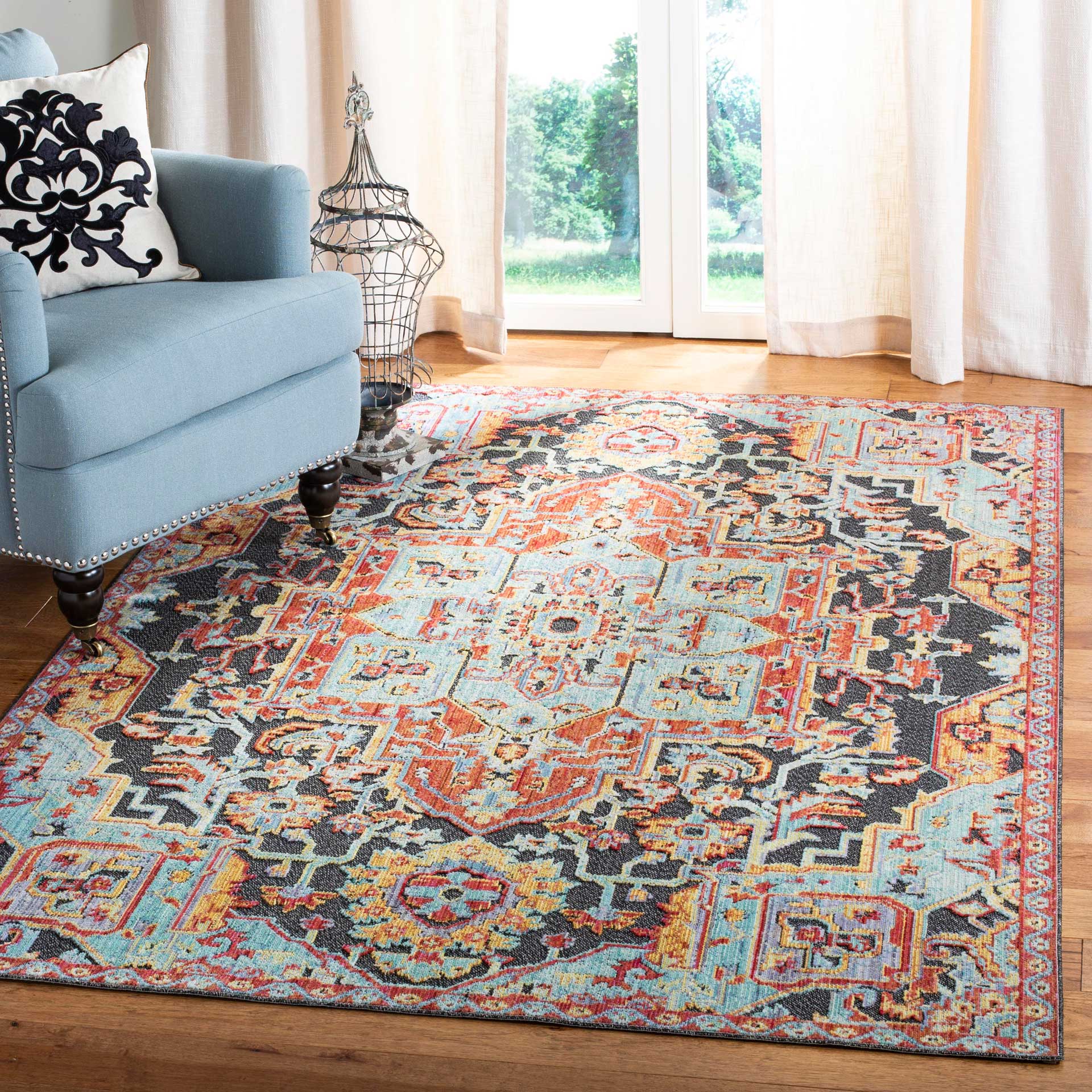 Provance Aqua/Red Area Rug - Image 4
