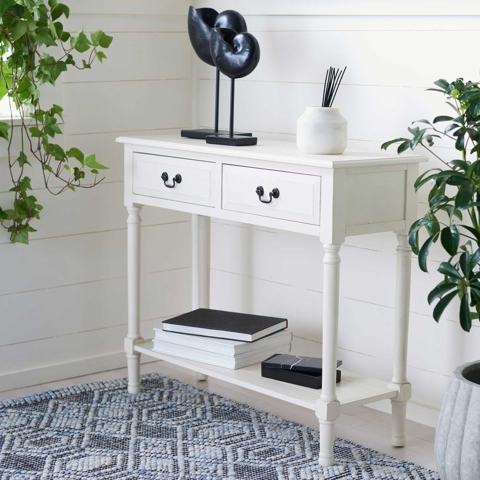 Providence 2 Drawer Console Table Distressed White - Image 7