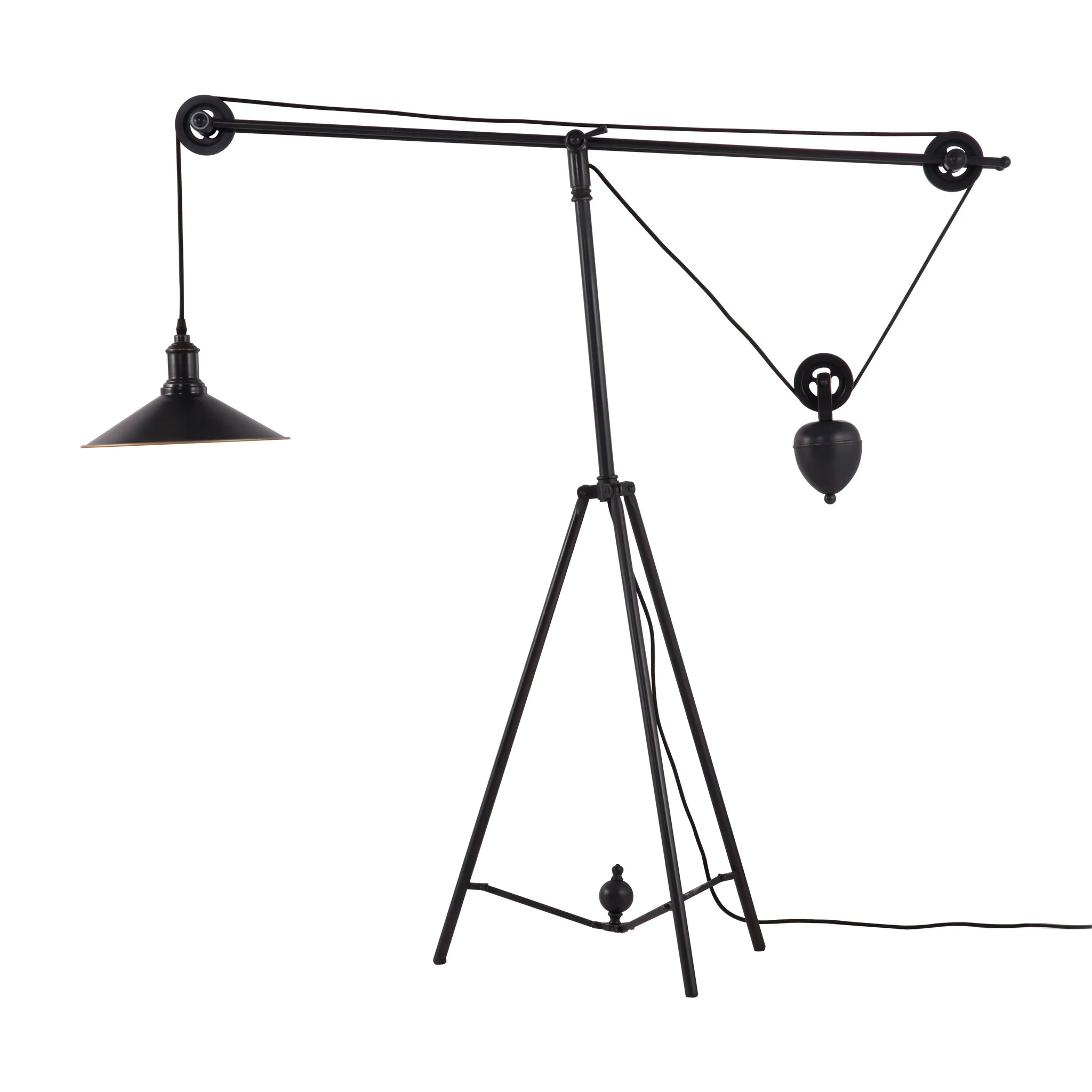 Pulley Floor Lamp Antique Black Gold - Image 2