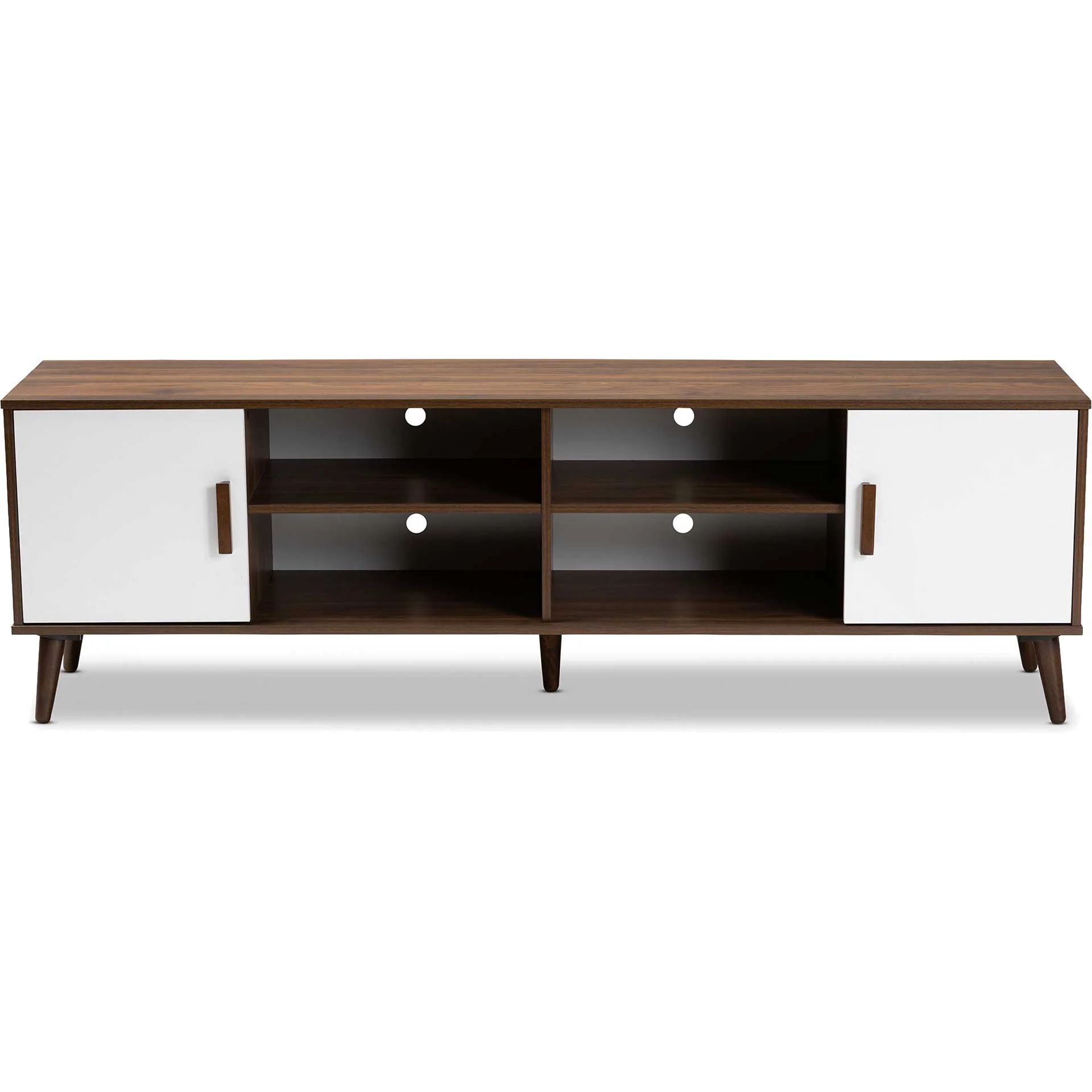 Quan 2-Door TV Stand Walnut/White - Image 2