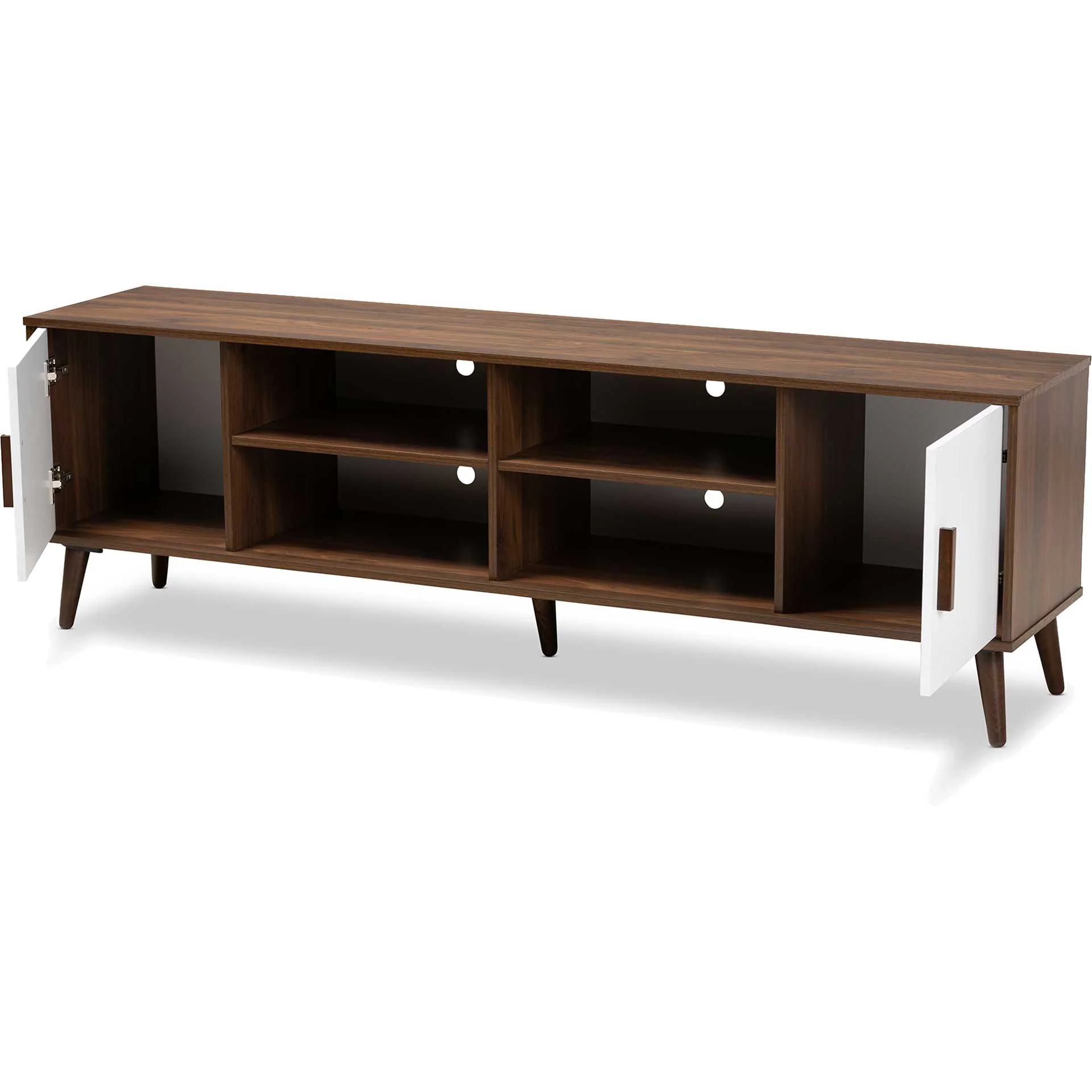 Quan 2-Door TV Stand Walnut/White - Image 4