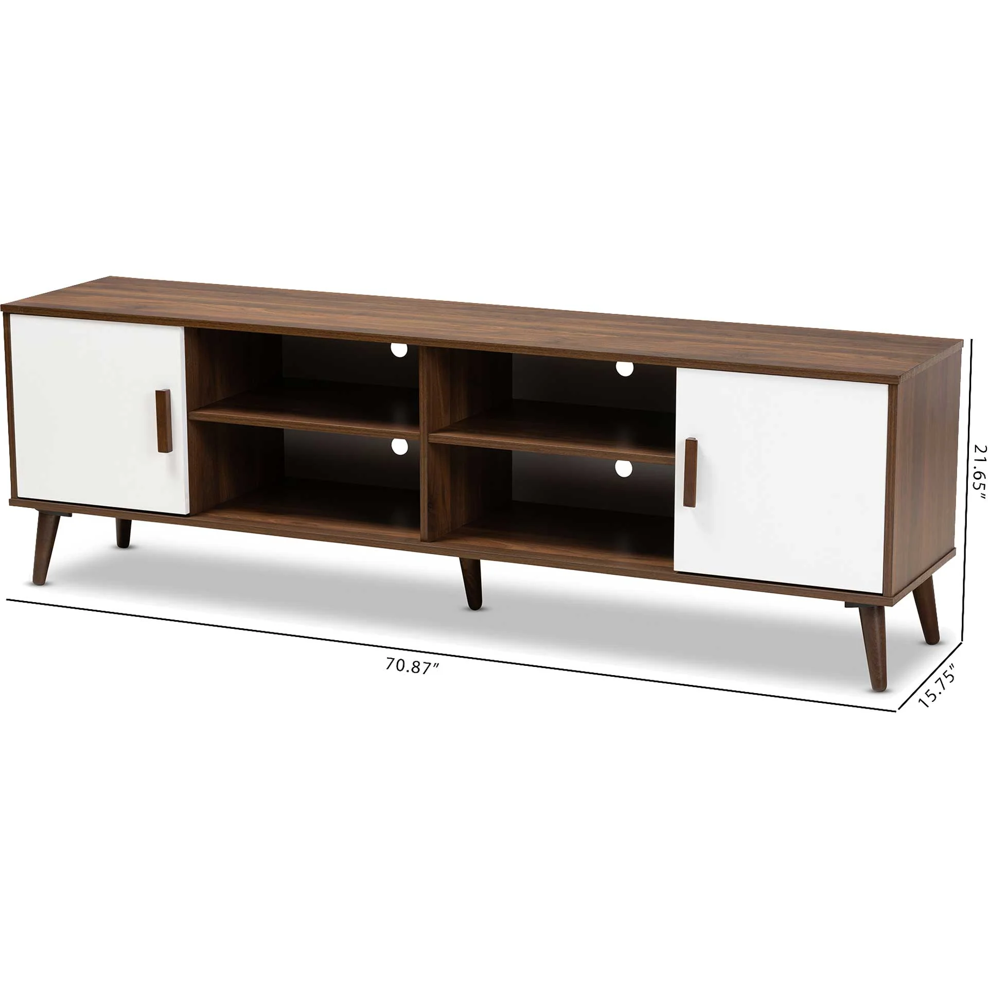 Quan 2-Door TV Stand Walnut/White - Image 7