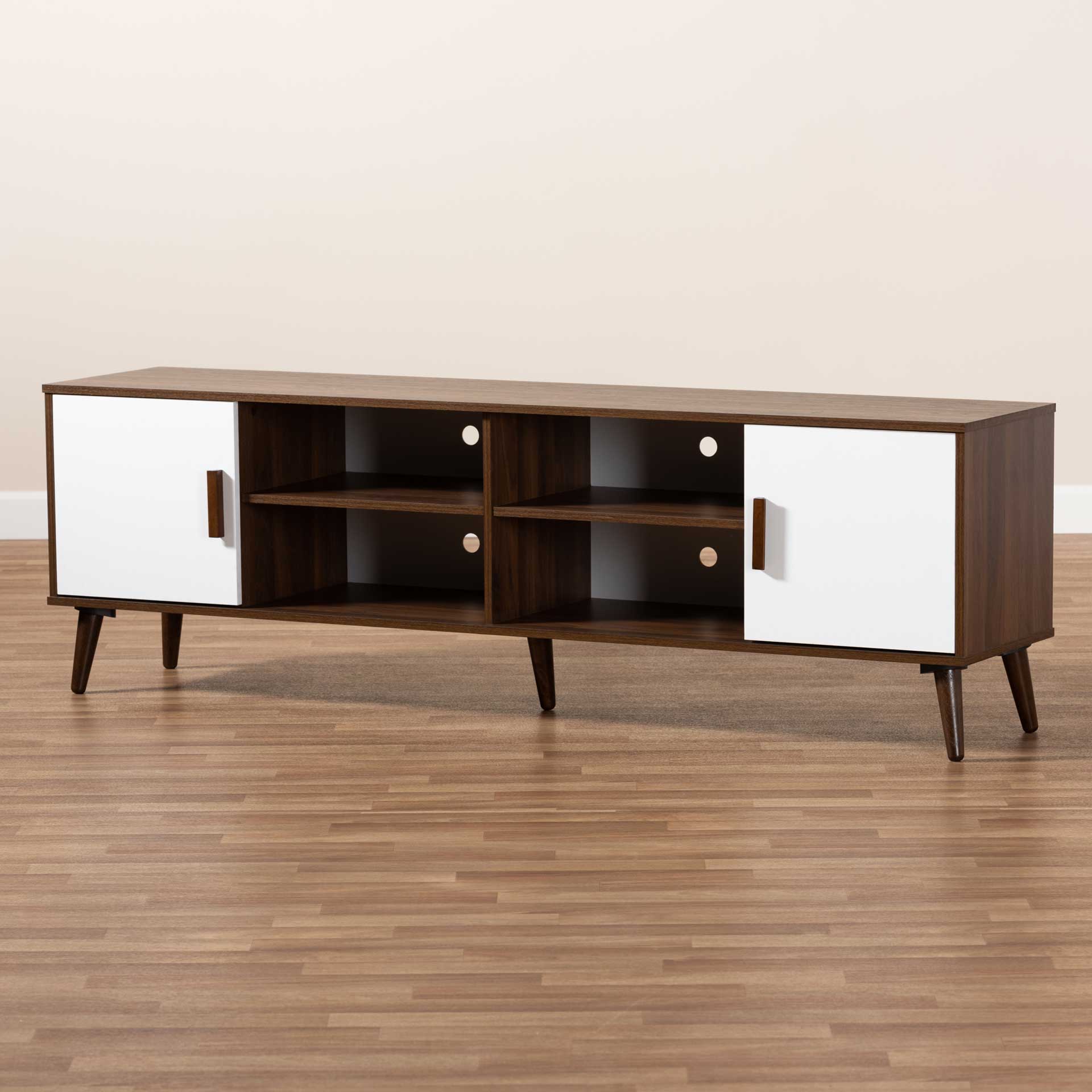 Quan 2-Door TV Stand Walnut/White - Image 8