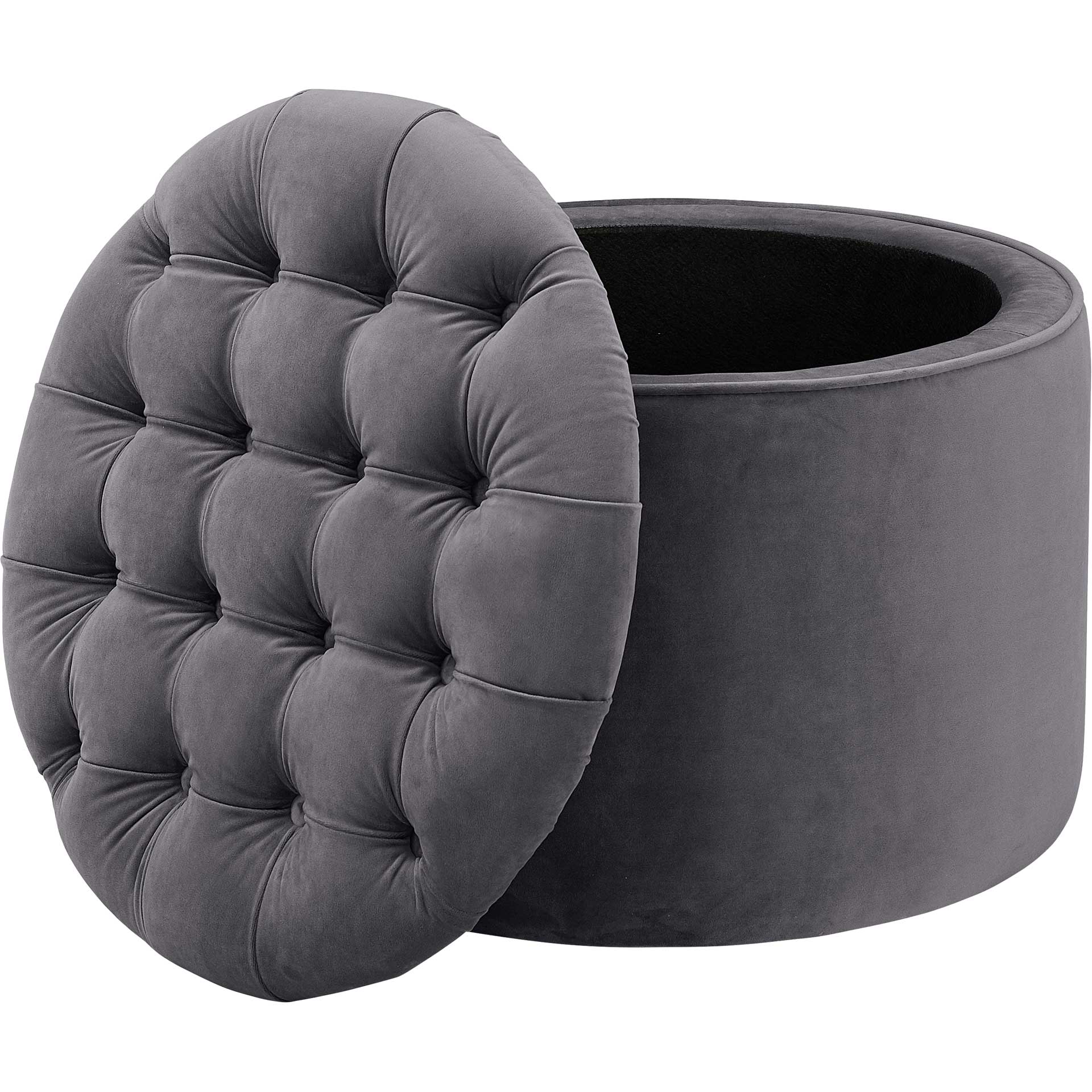 Quanita Velvet Storage Ottoman Gray - Image 3