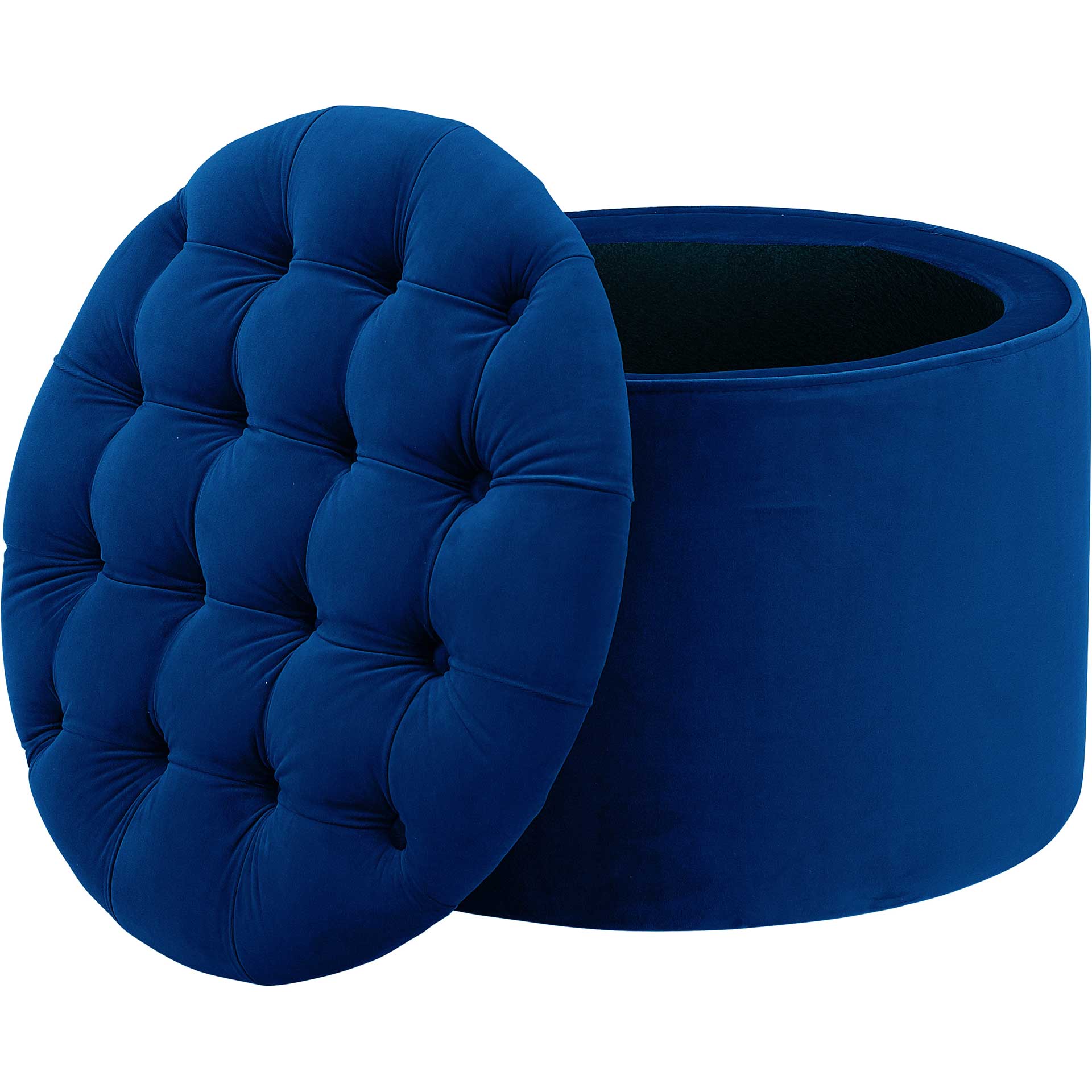 Quanita Velvet Storage Ottoman Navy - Image 3