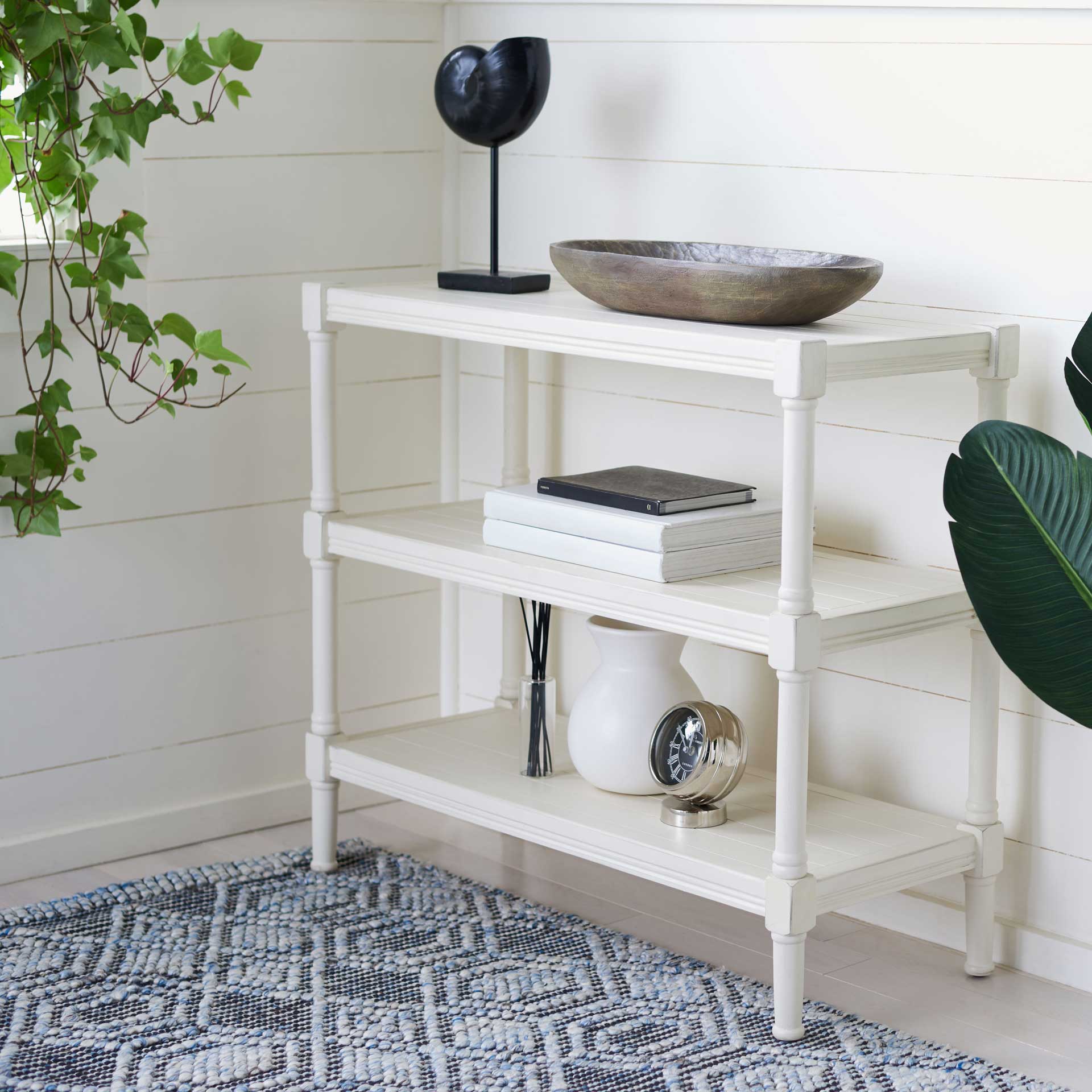 Radlin 3 Shelf Console Table Distressed White - Image 4