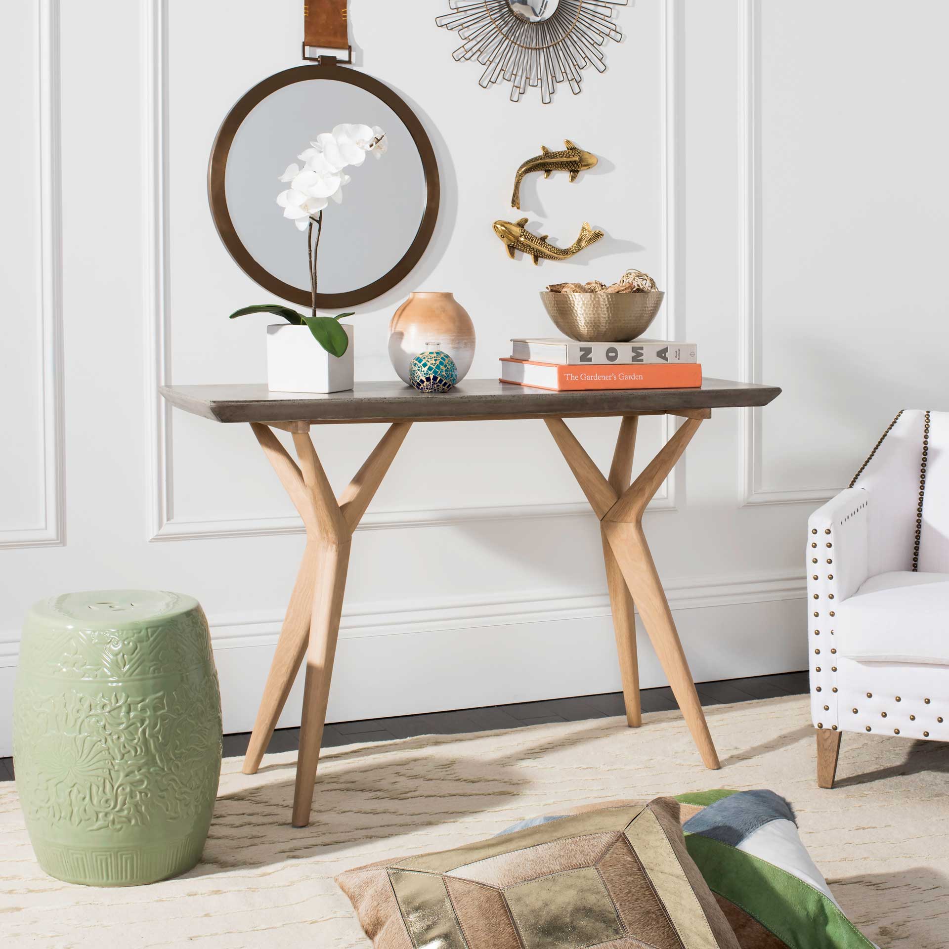 Rafin Modern Concrete Console Dark Gray - Image 5