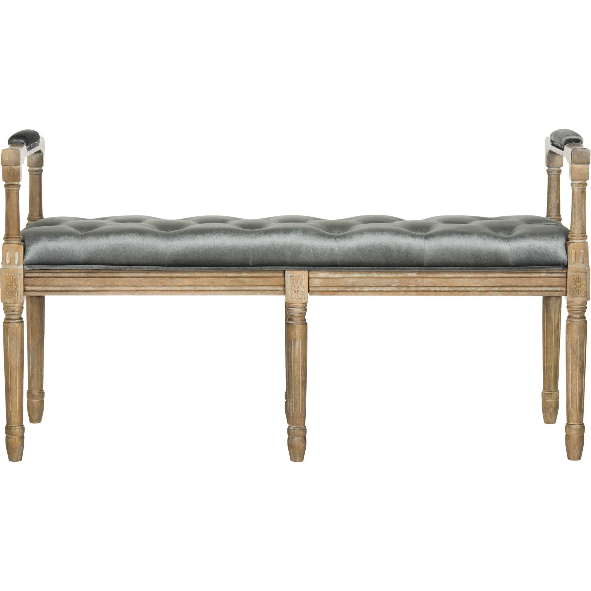 Raja Velvet Rustic Oak Bench Gray/Rustic Oak - Image 2