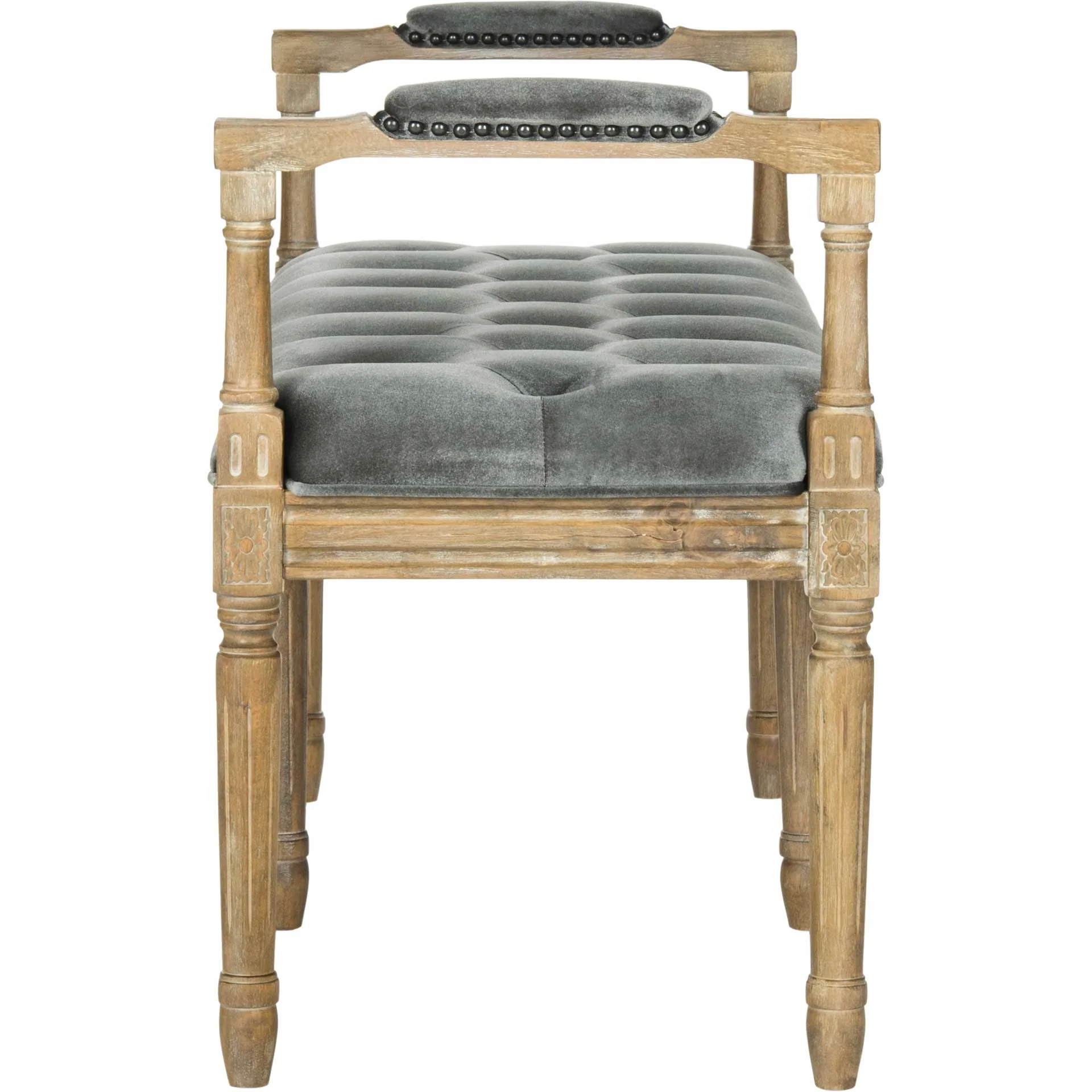 Raja Velvet Rustic Oak Bench Gray/Rustic Oak - Image 3