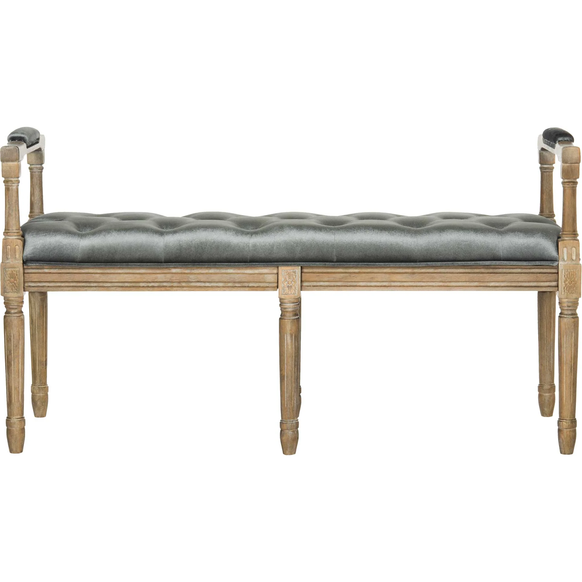 Raja Velvet Rustic Oak Bench Gray/Rustic Oak - Image 4