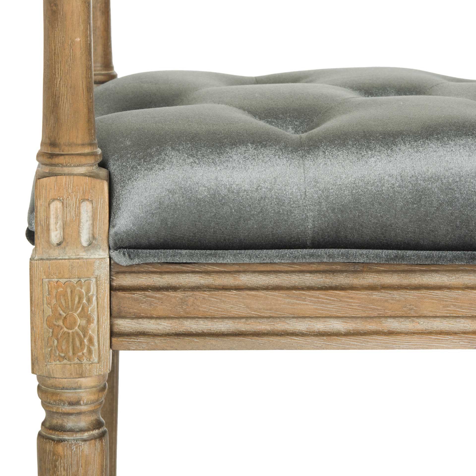 Raja Velvet Rustic Oak Bench Gray/Rustic Oak - Image 5