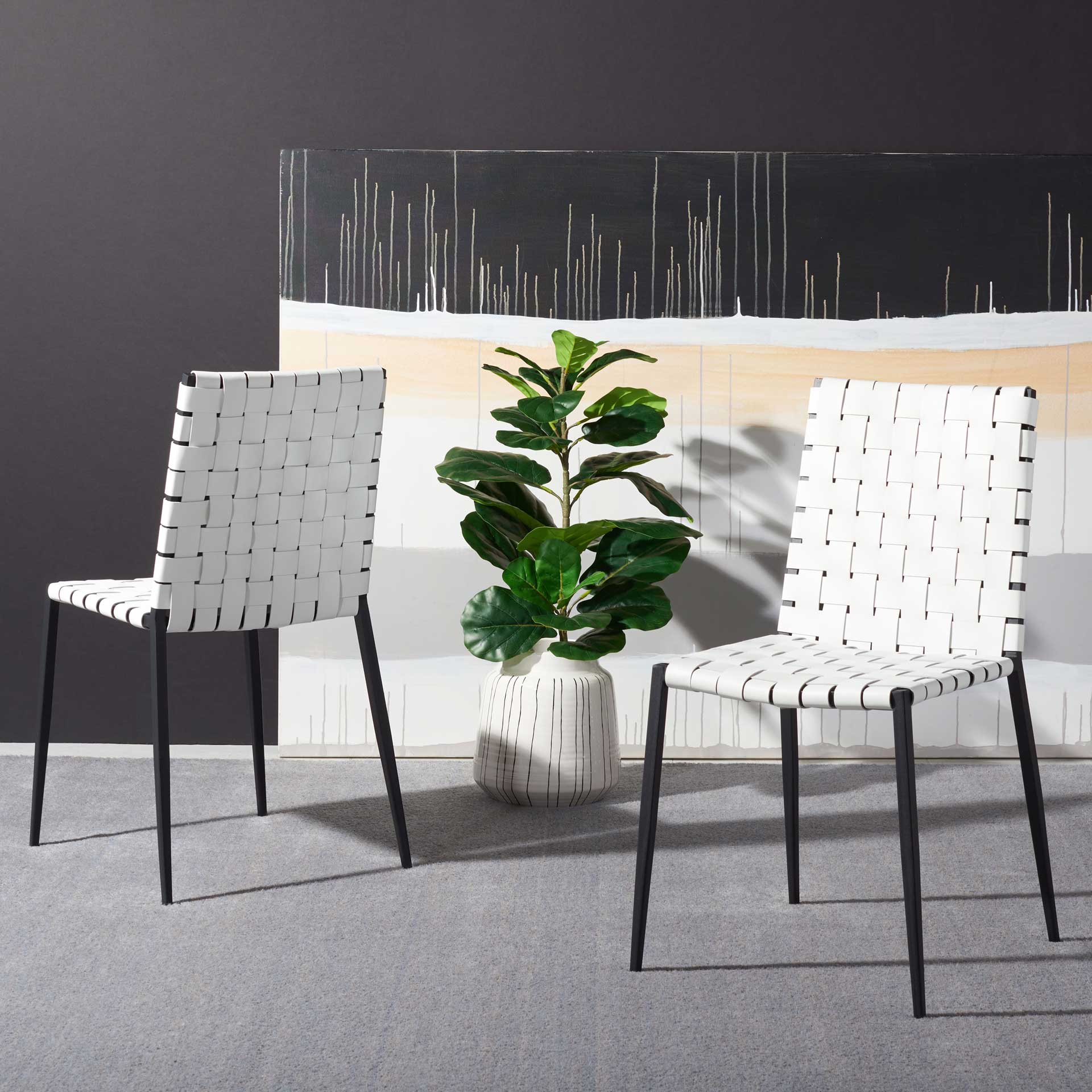 Ralen Woven Dining Chair White/Black (Set of 2) - Image 5