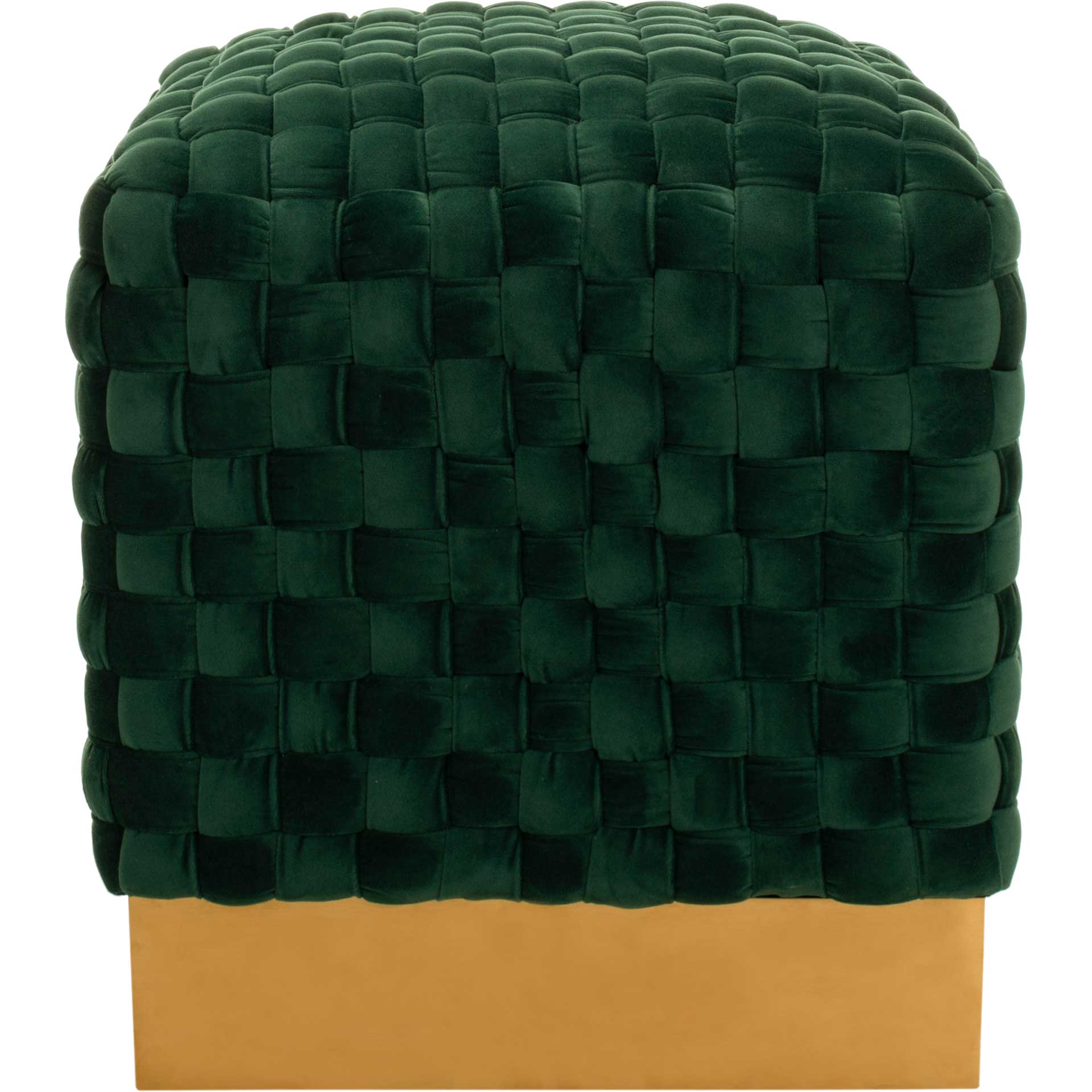 Ramona Woven Velvet Ottoman Emerald - Image 2