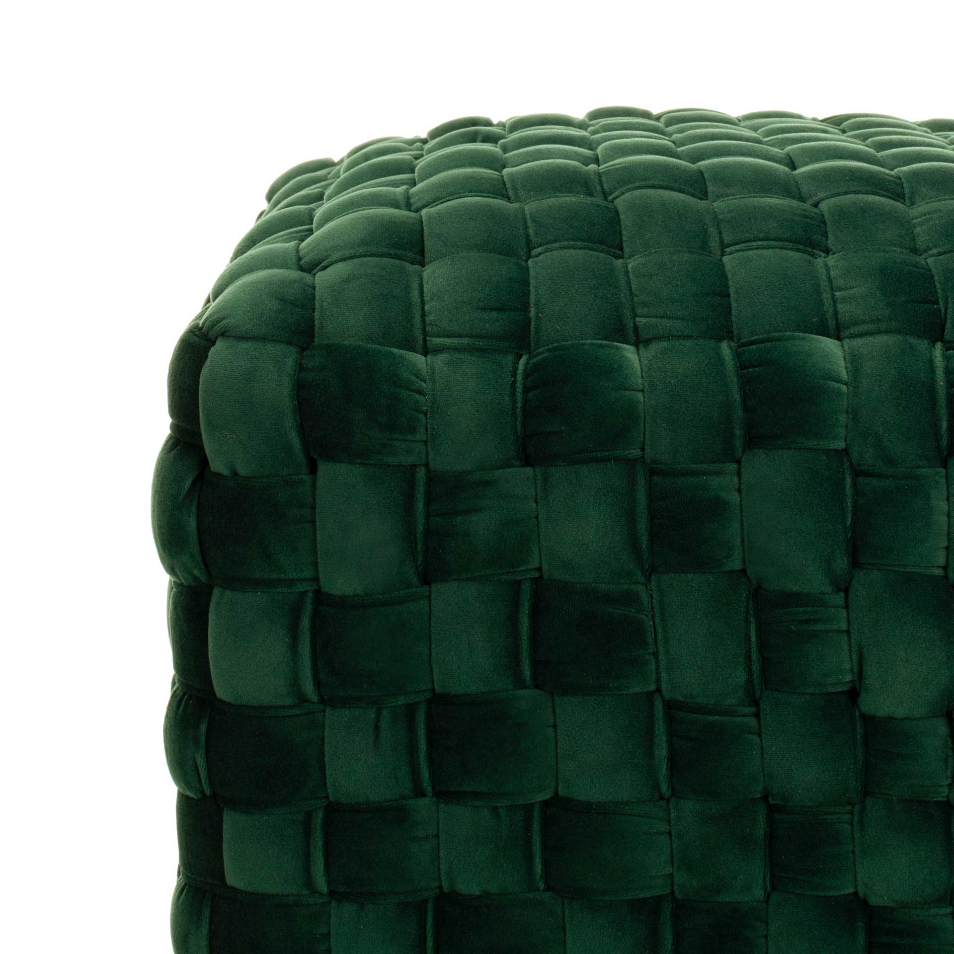 Ramona Woven Velvet Ottoman Emerald - Image 3