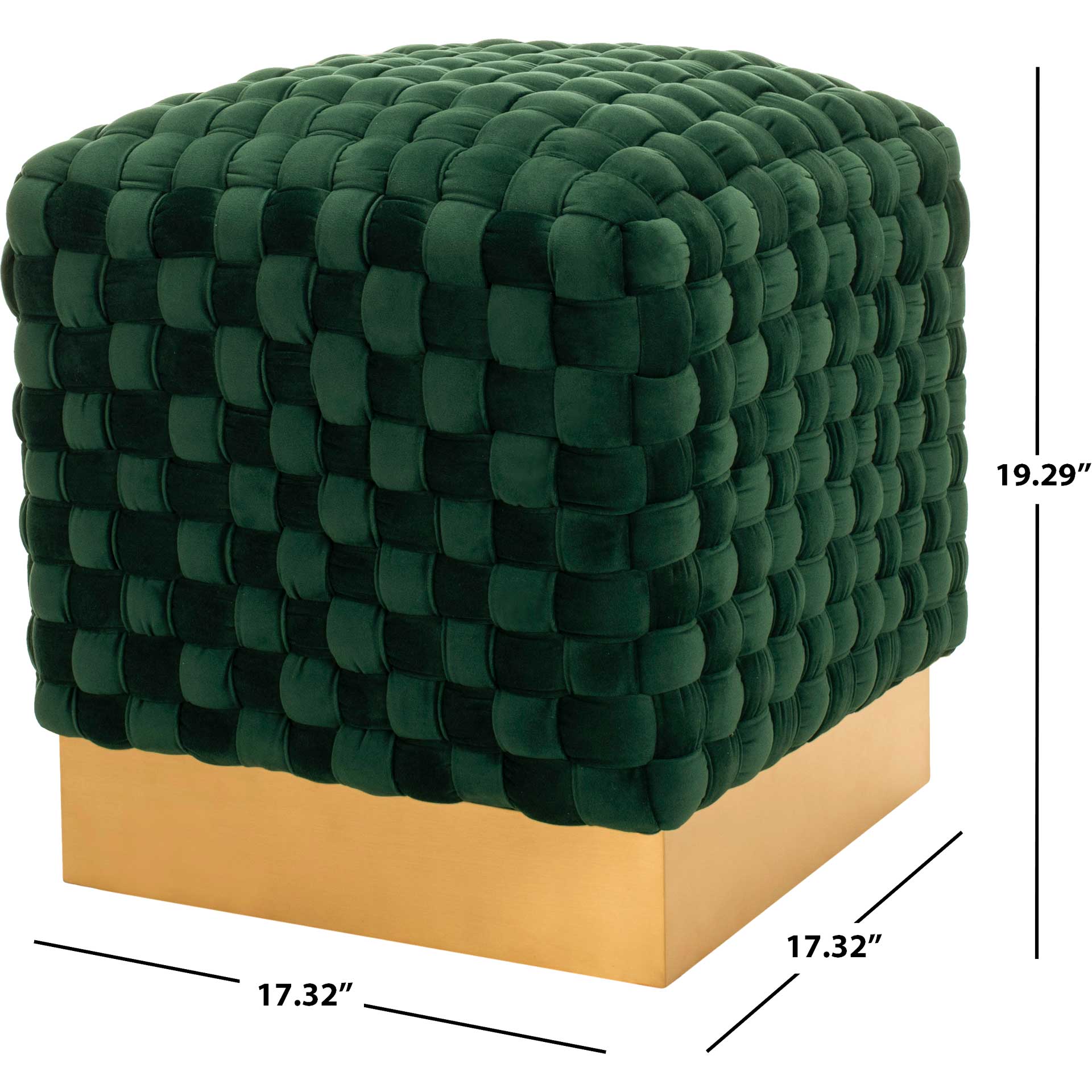 Ramona Woven Velvet Ottoman Emerald - Image 6