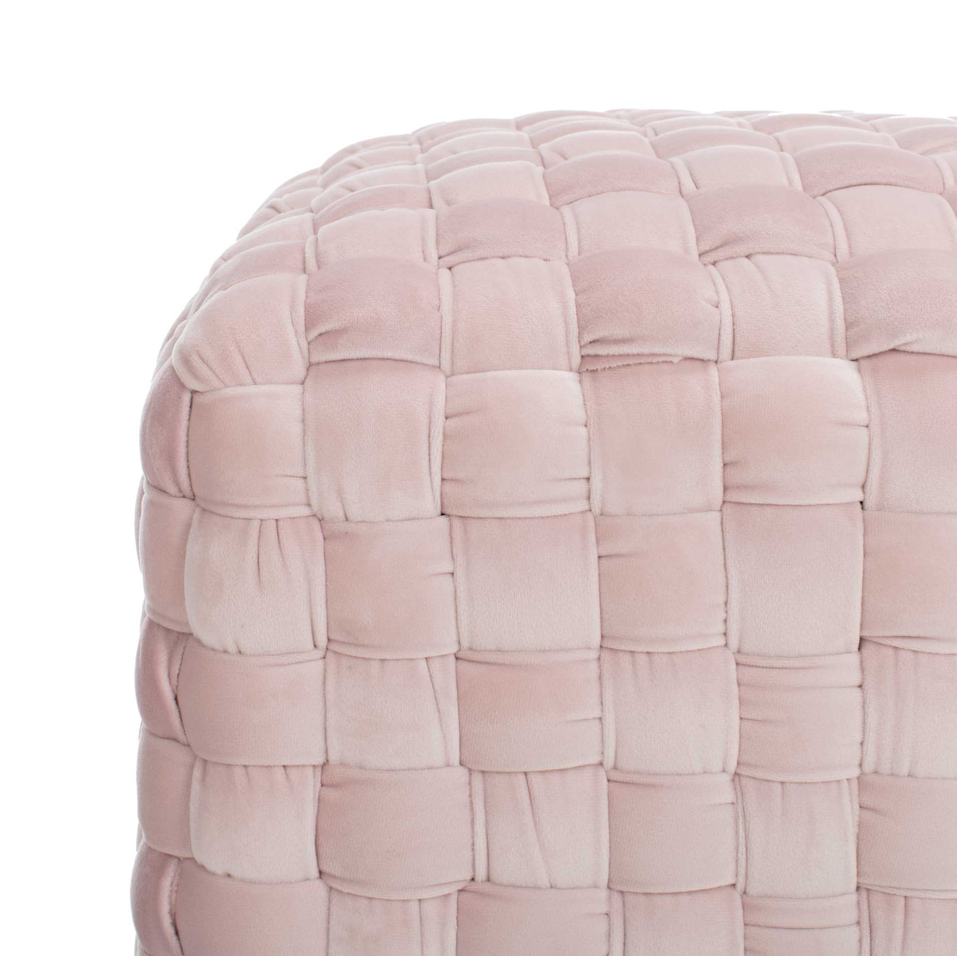 Ramona Woven Velvet Ottoman Pink - Image 3
