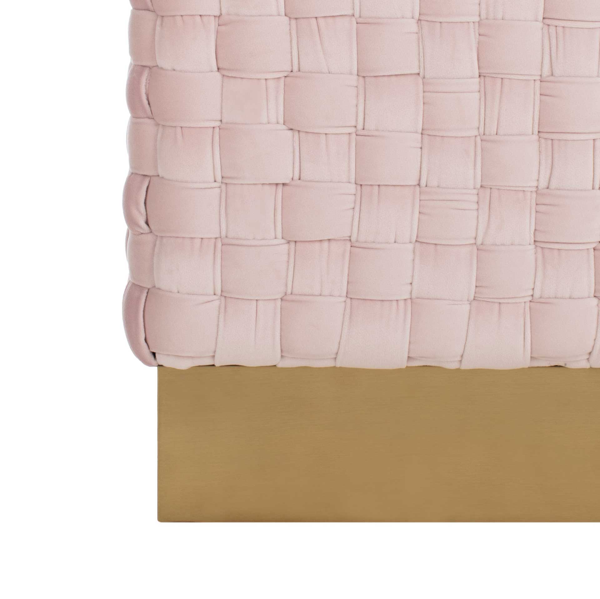 Ramona Woven Velvet Ottoman Pink - Image 5