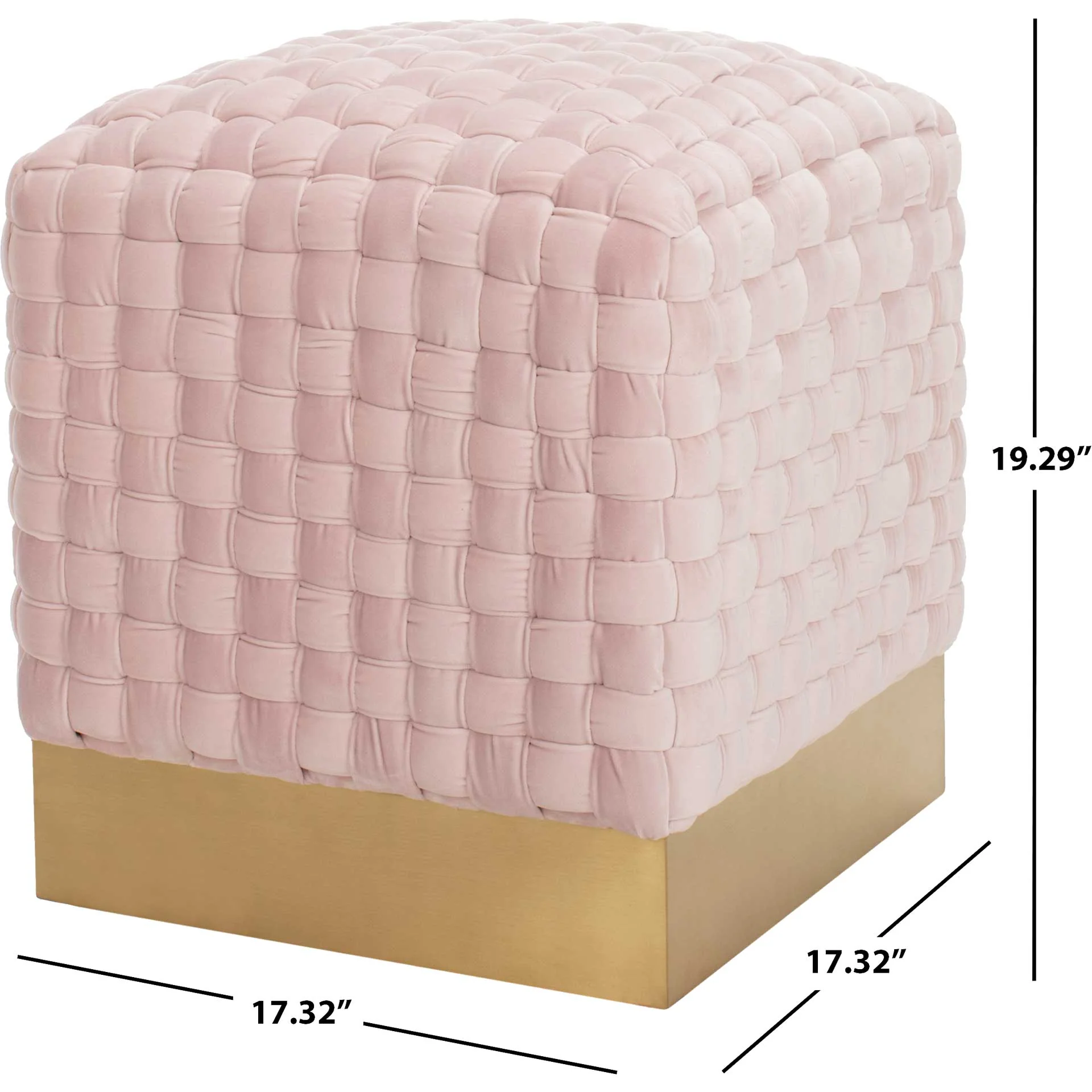 Ramona Woven Velvet Ottoman Pink - Image 6