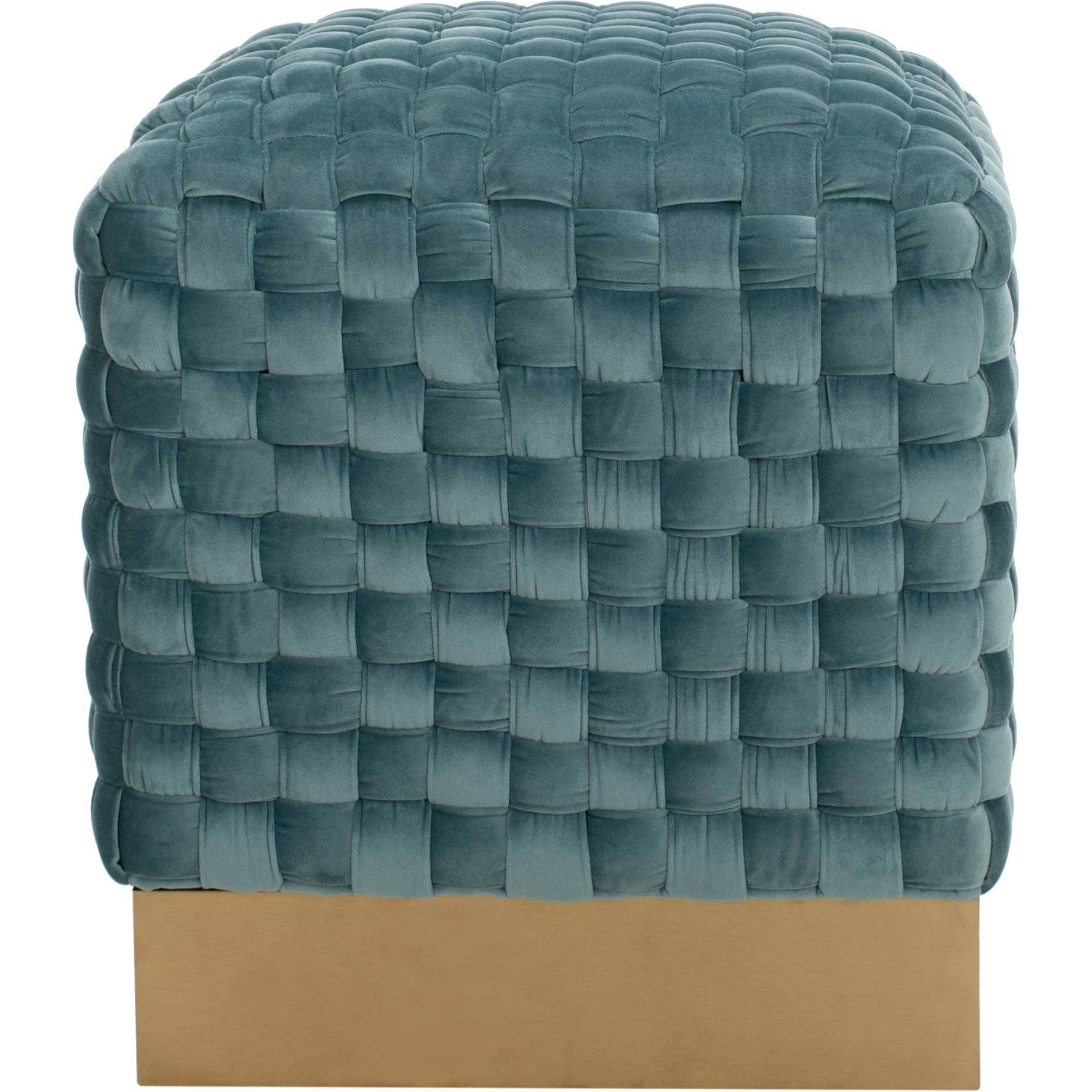Ramona Woven Velvet Ottoman Seafoam - Image 2