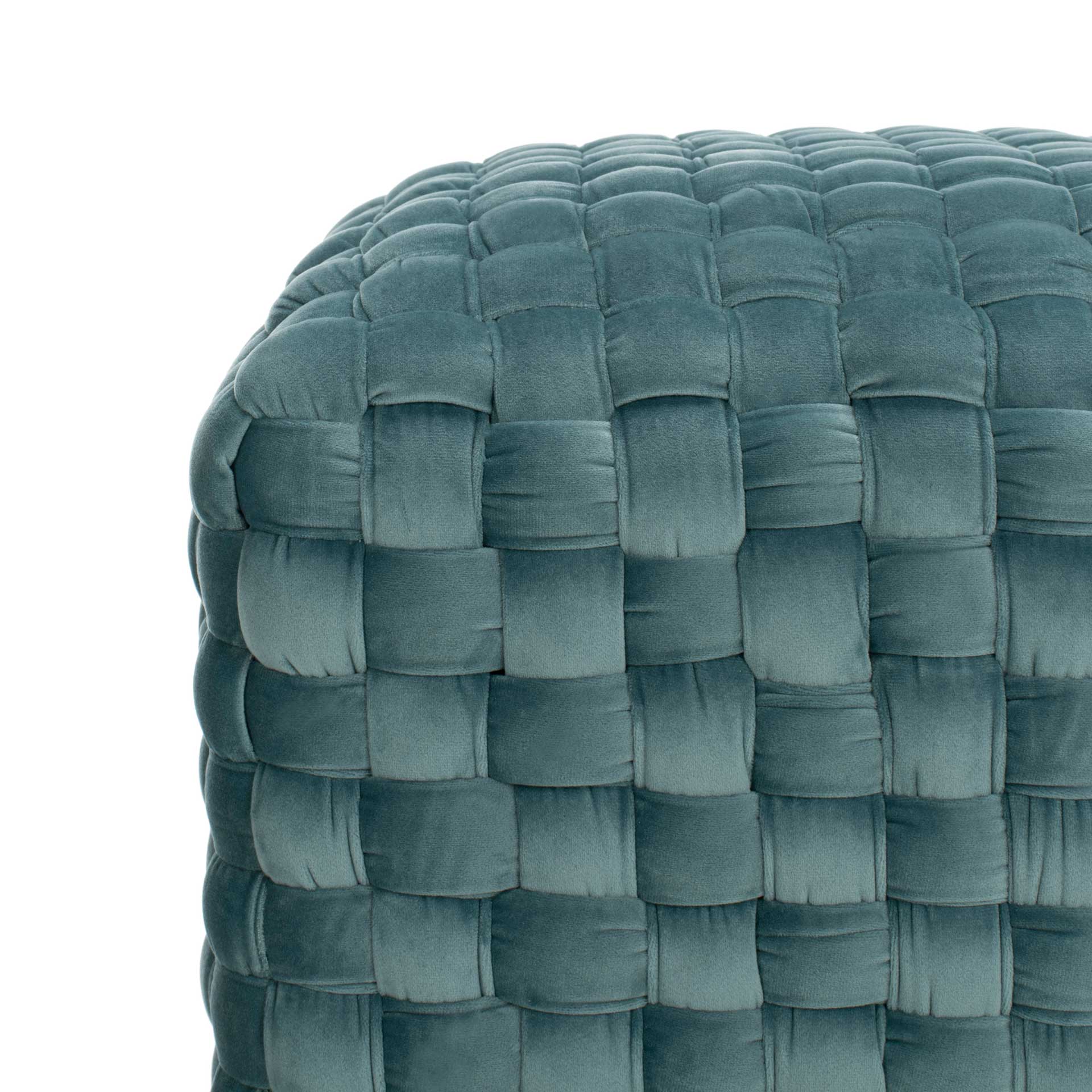 Ramona Woven Velvet Ottoman Seafoam - Image 3
