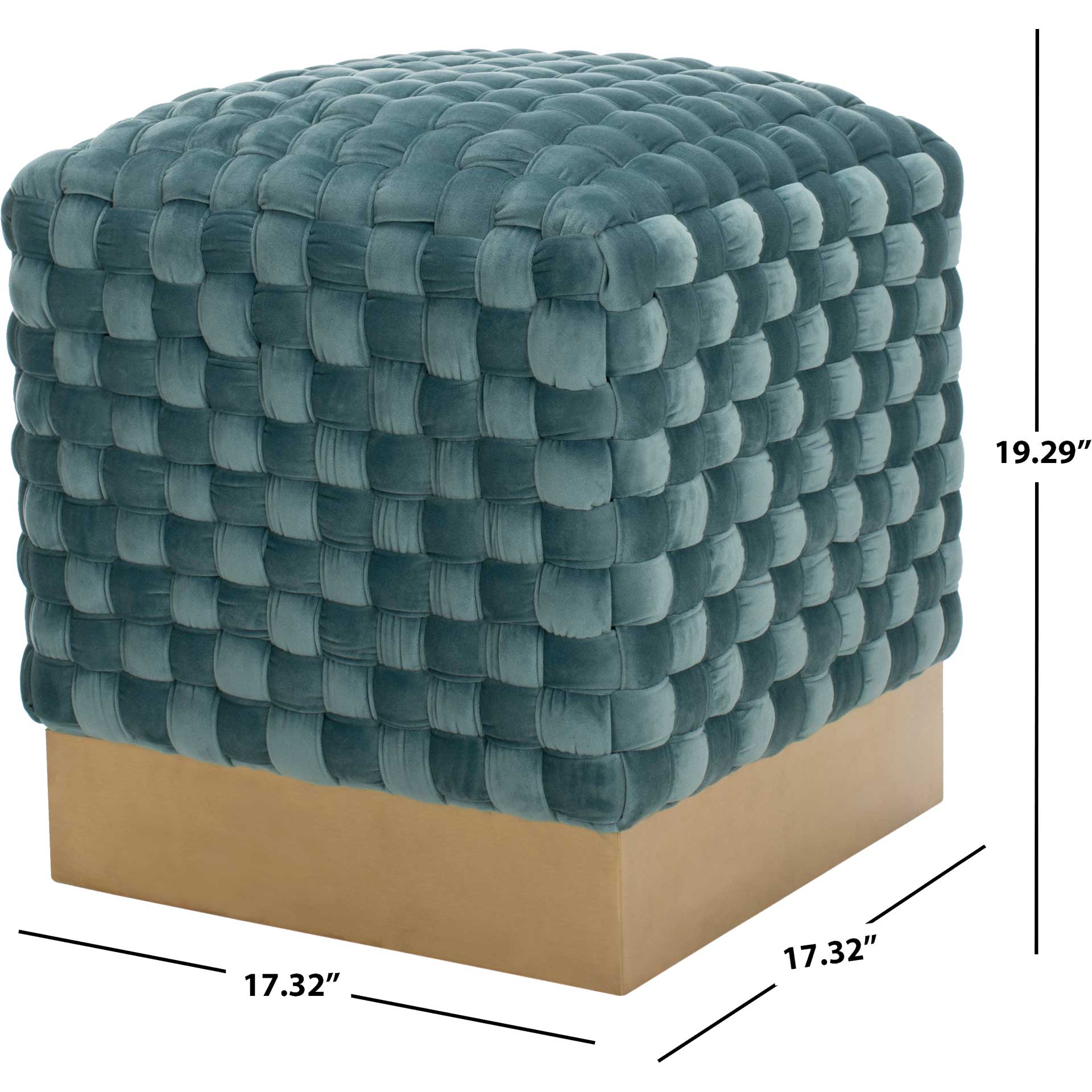 Ramona Woven Velvet Ottoman Seafoam - Image 6