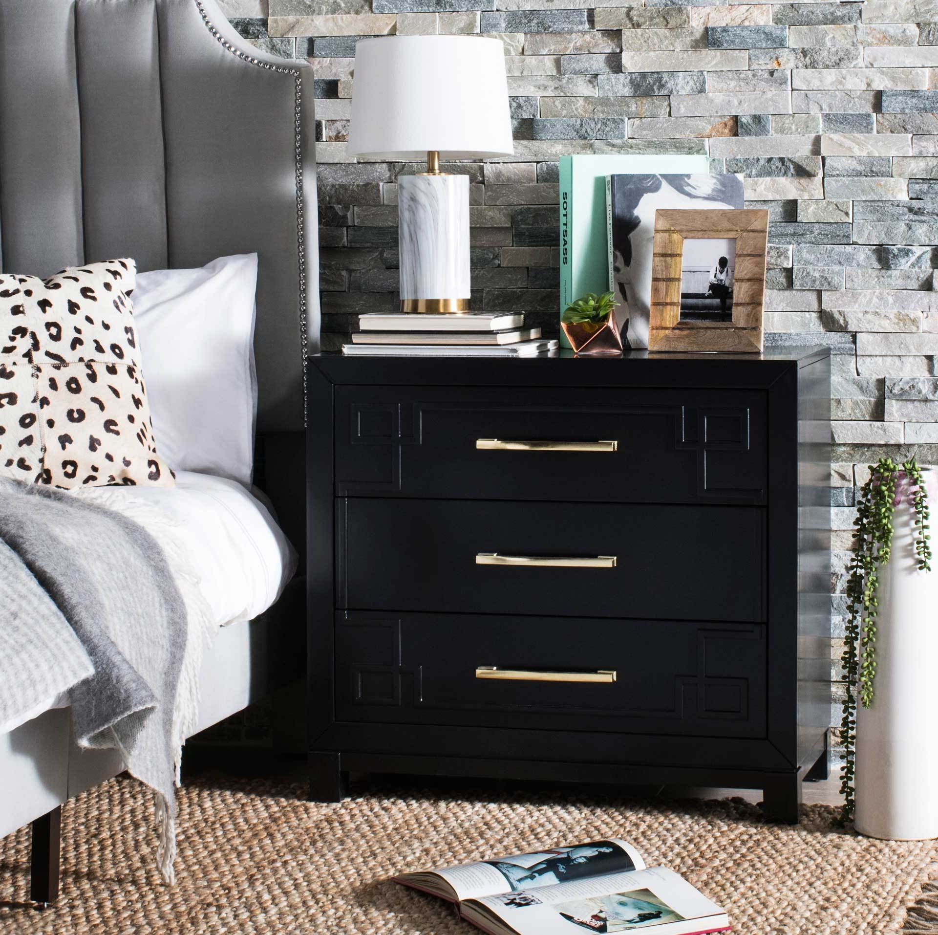 Randy 3 Drawer Chest Black/Gold - Image 4