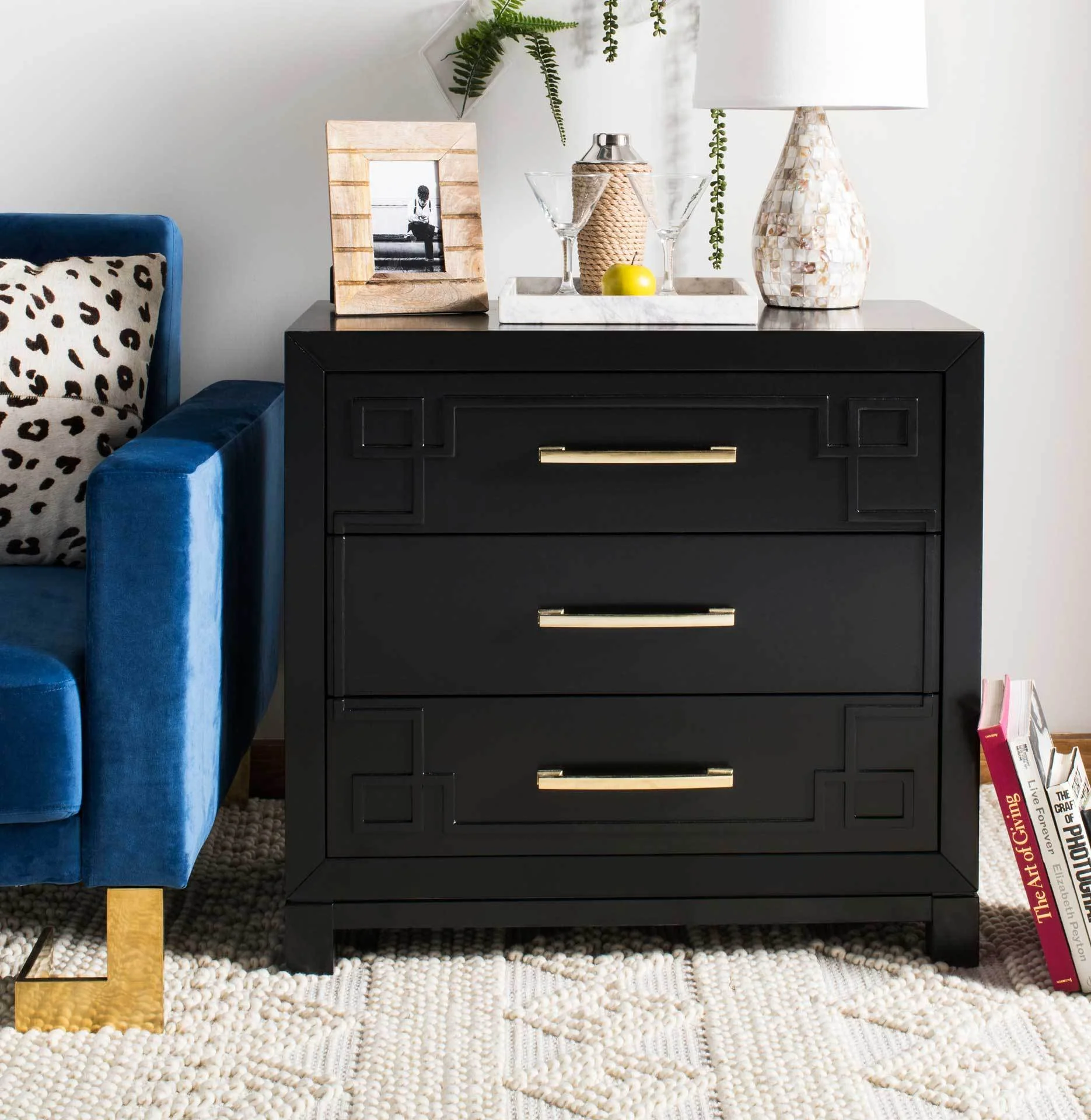 Randy 3 Drawer Chest Black/Gold - Image 5