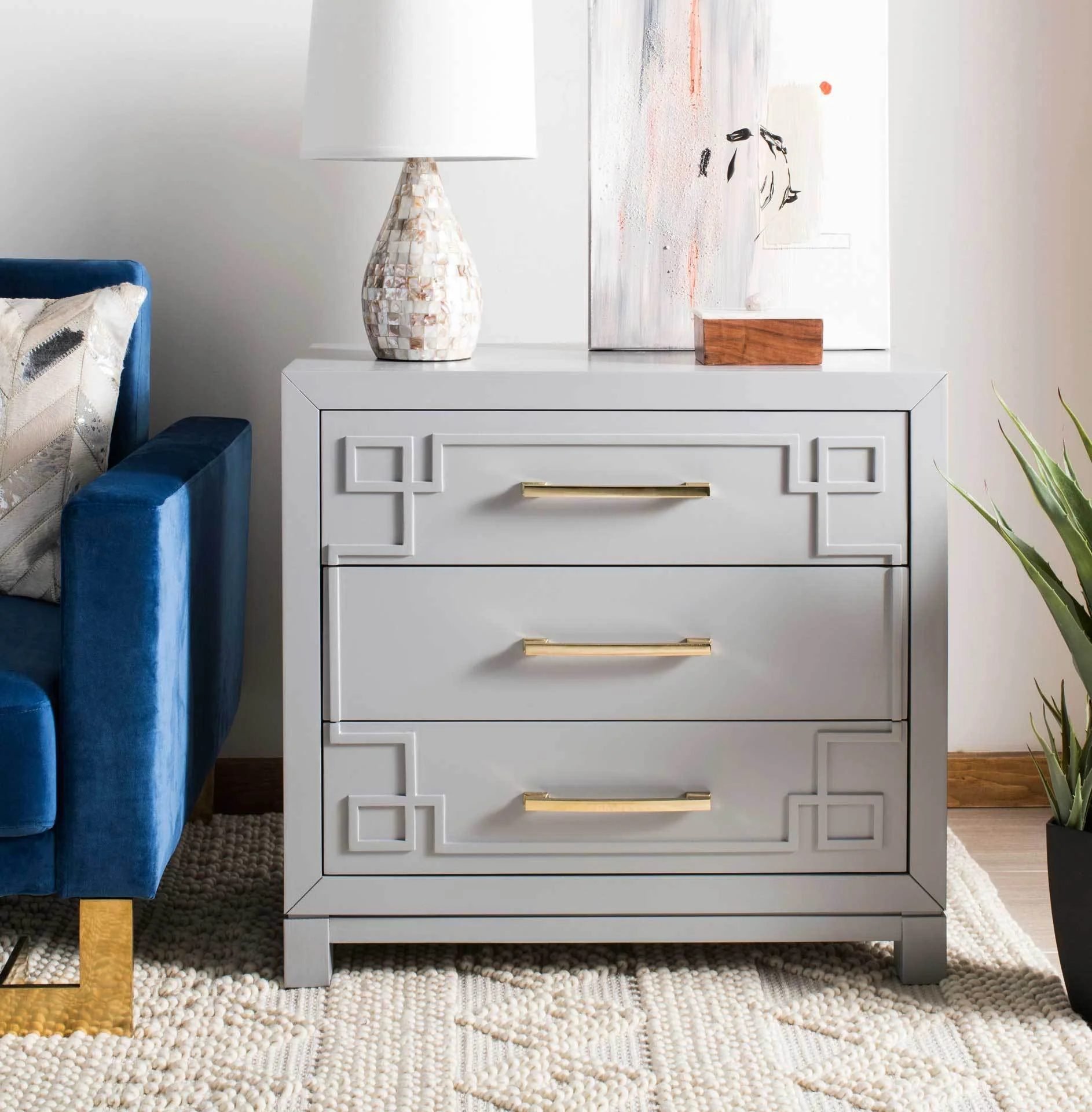 Randy 3 Drawer Chest Gray/Gold - Image 5