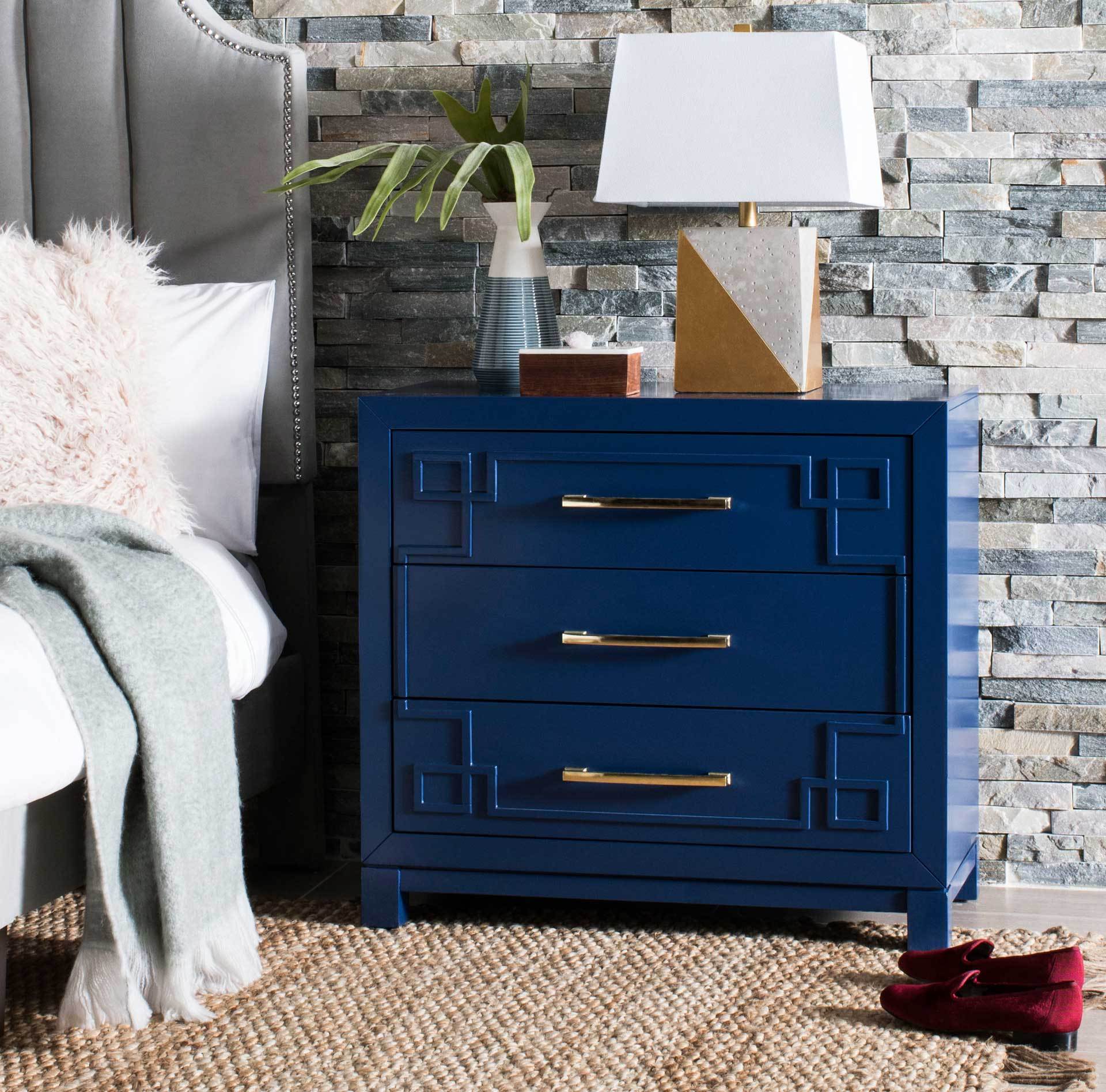 Randy 3 Drawer Chest Lapis Blue/Gold - Image 4