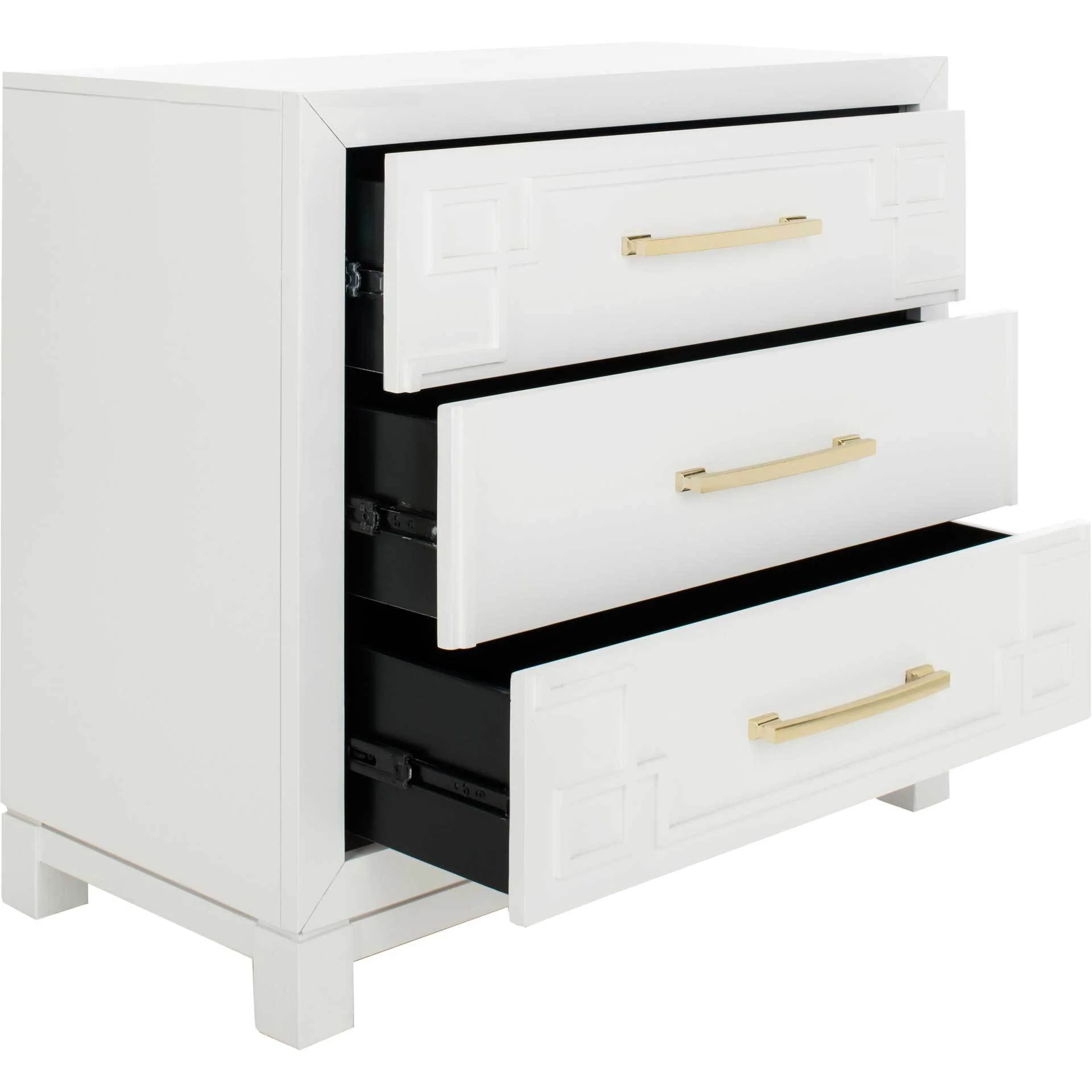 Randy 3 Drawer Chest White/Gold - Image 2