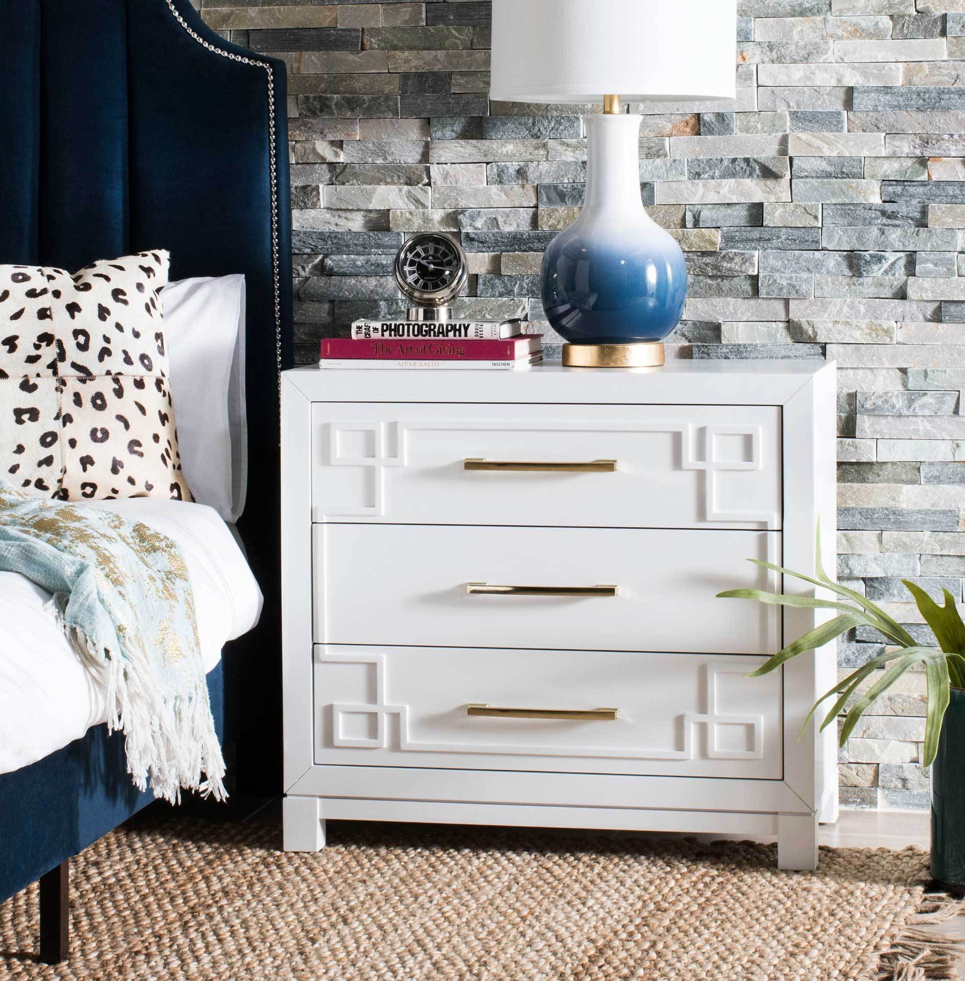 Randy 3 Drawer Chest White/Gold - Image 4