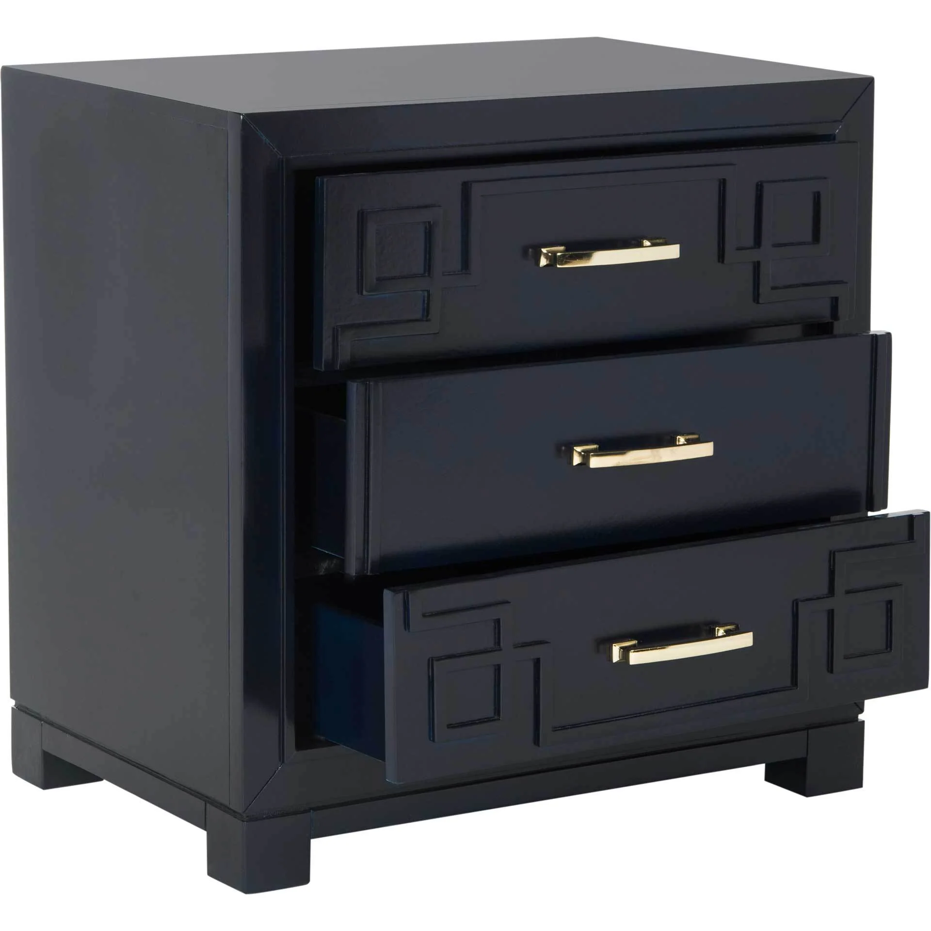 Randy 3 Drawer Greek Key Nightstand Navy - Image 2