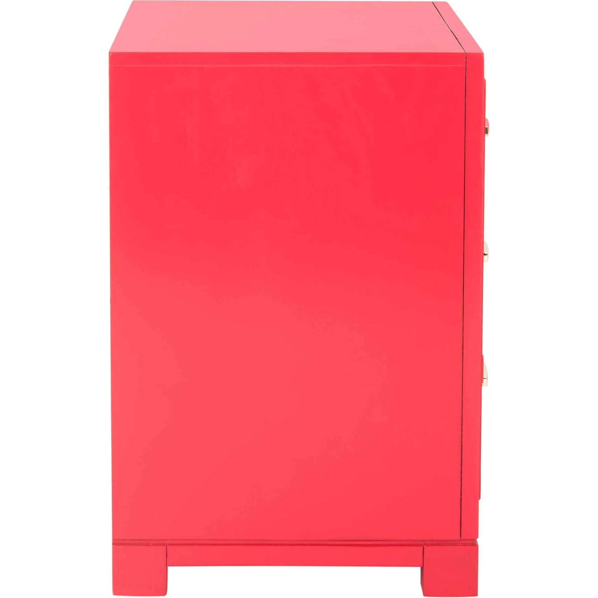 Randy 3 Drawer Greek Key Nightstand Red - Image 3