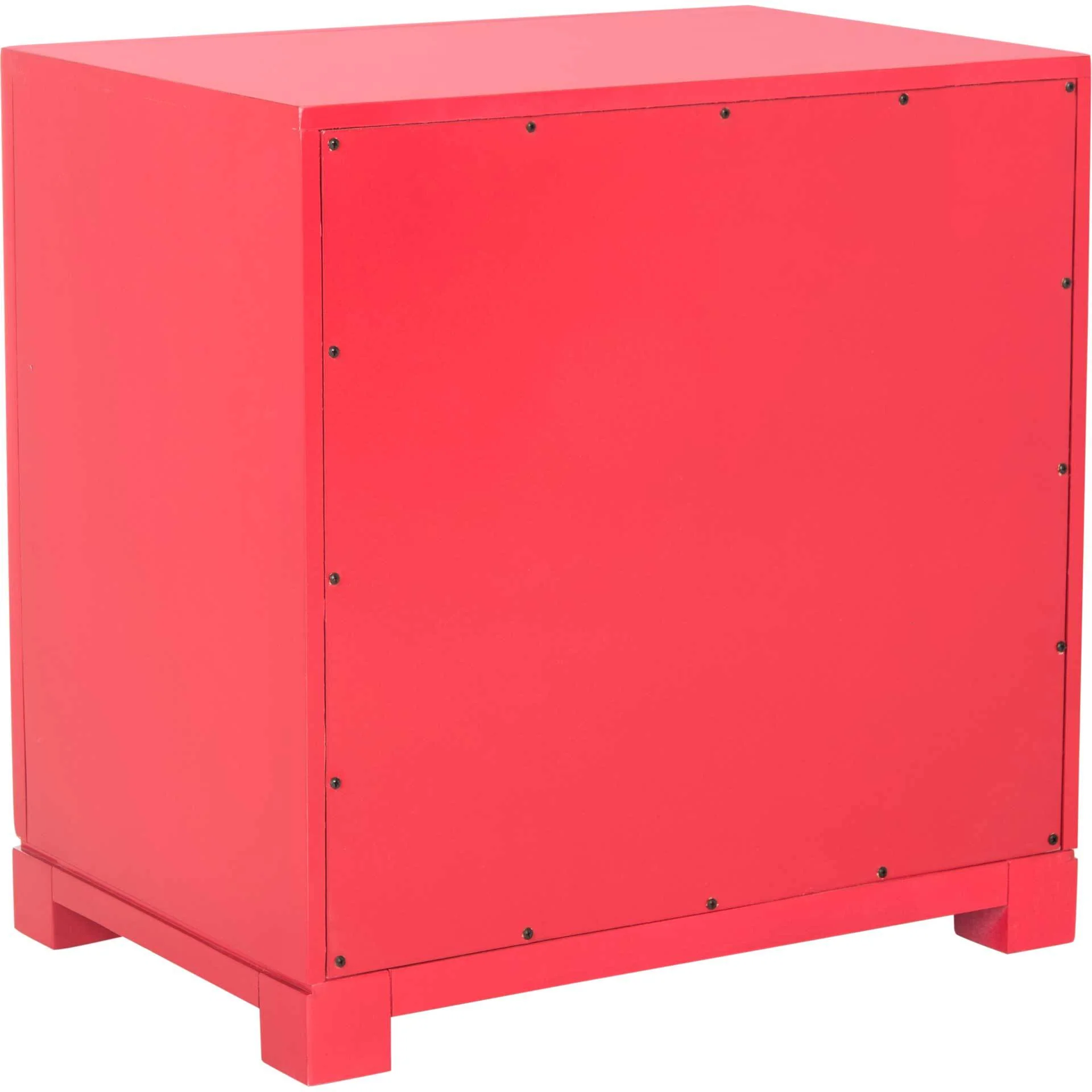 Randy 3 Drawer Greek Key Nightstand Red - Image 4